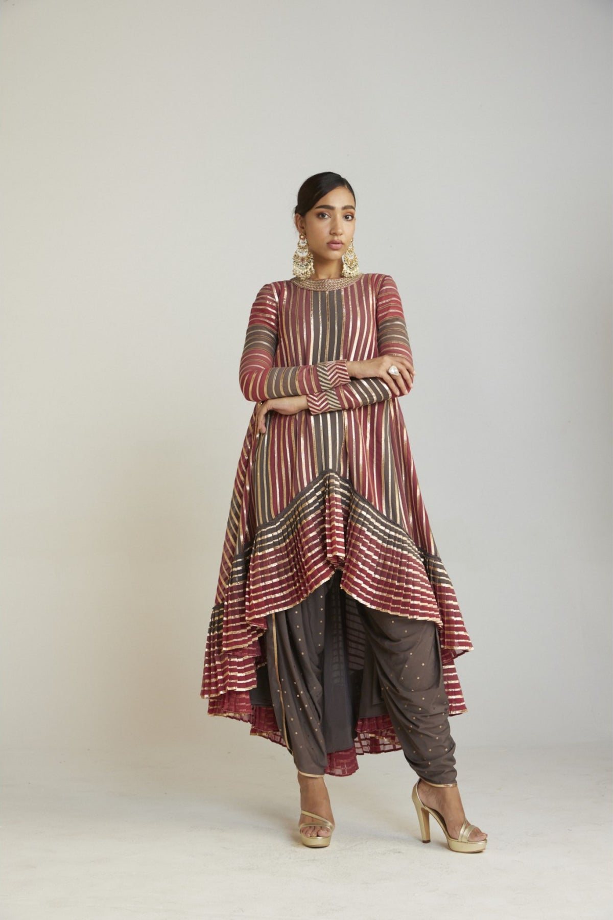 Asymmetrical Kurta Dhoti Set