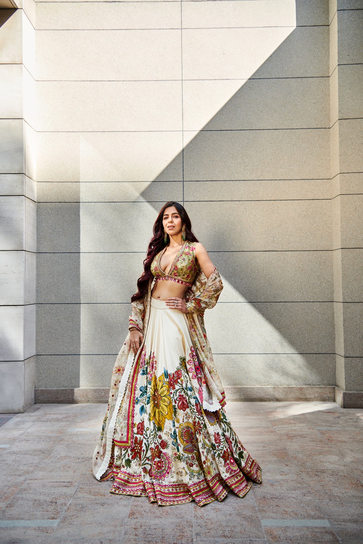 Multicolor embroidered lehenga set