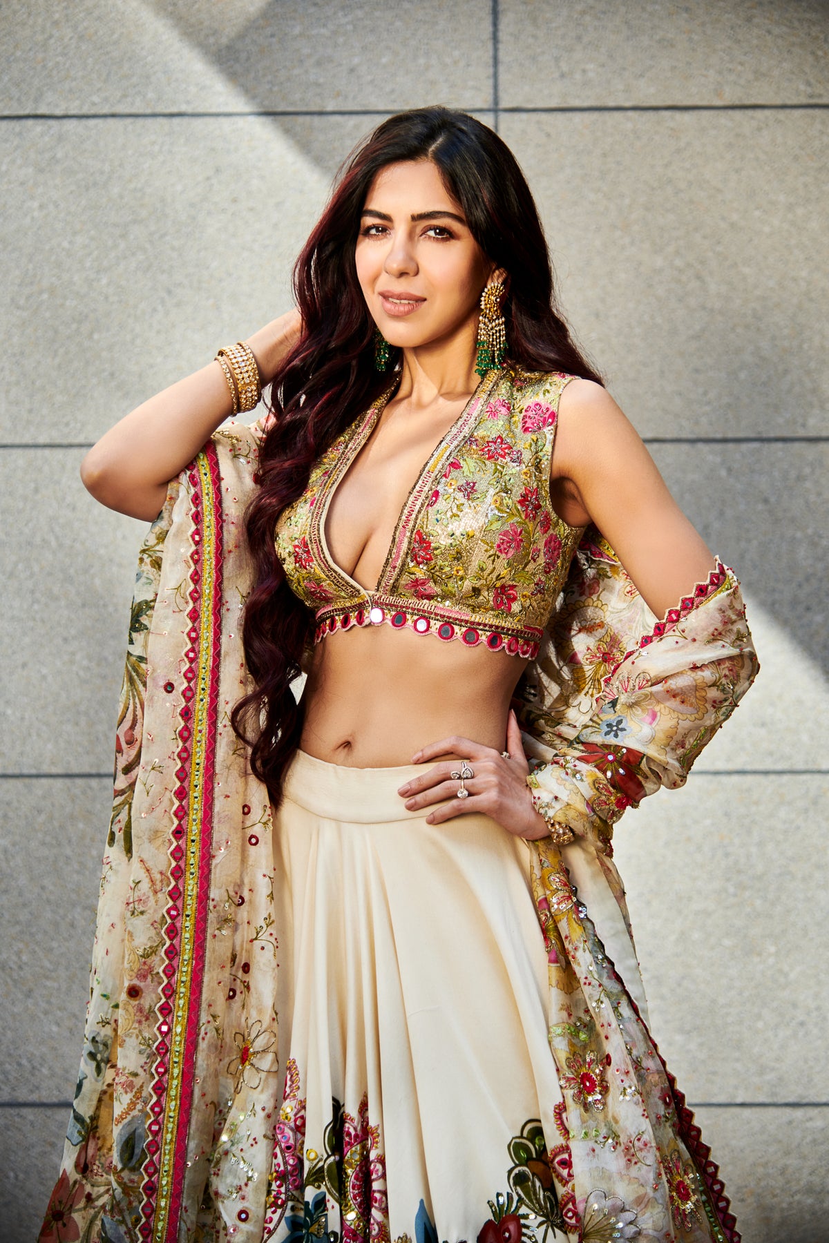 Multicolor embroidered lehenga set