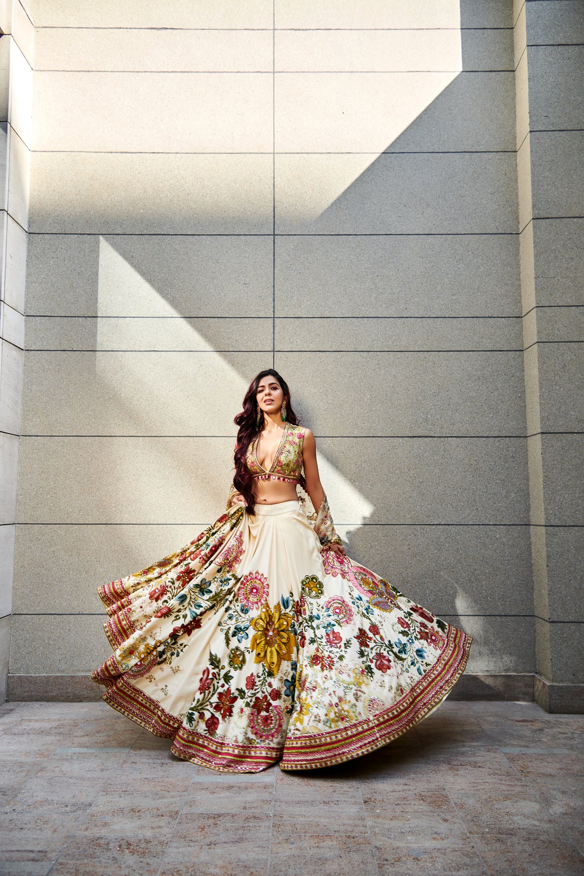 Multicolor embroidered lehenga set
