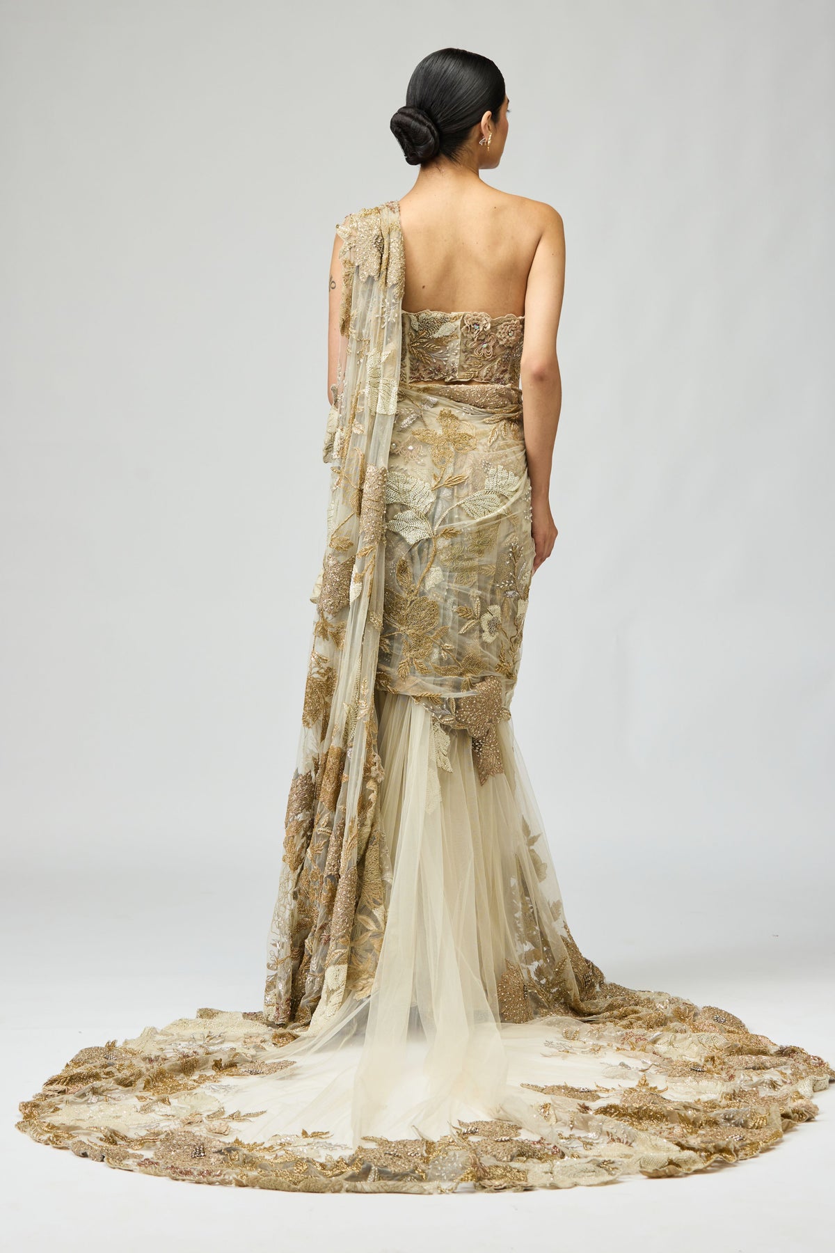 Gold Patch Saree Set