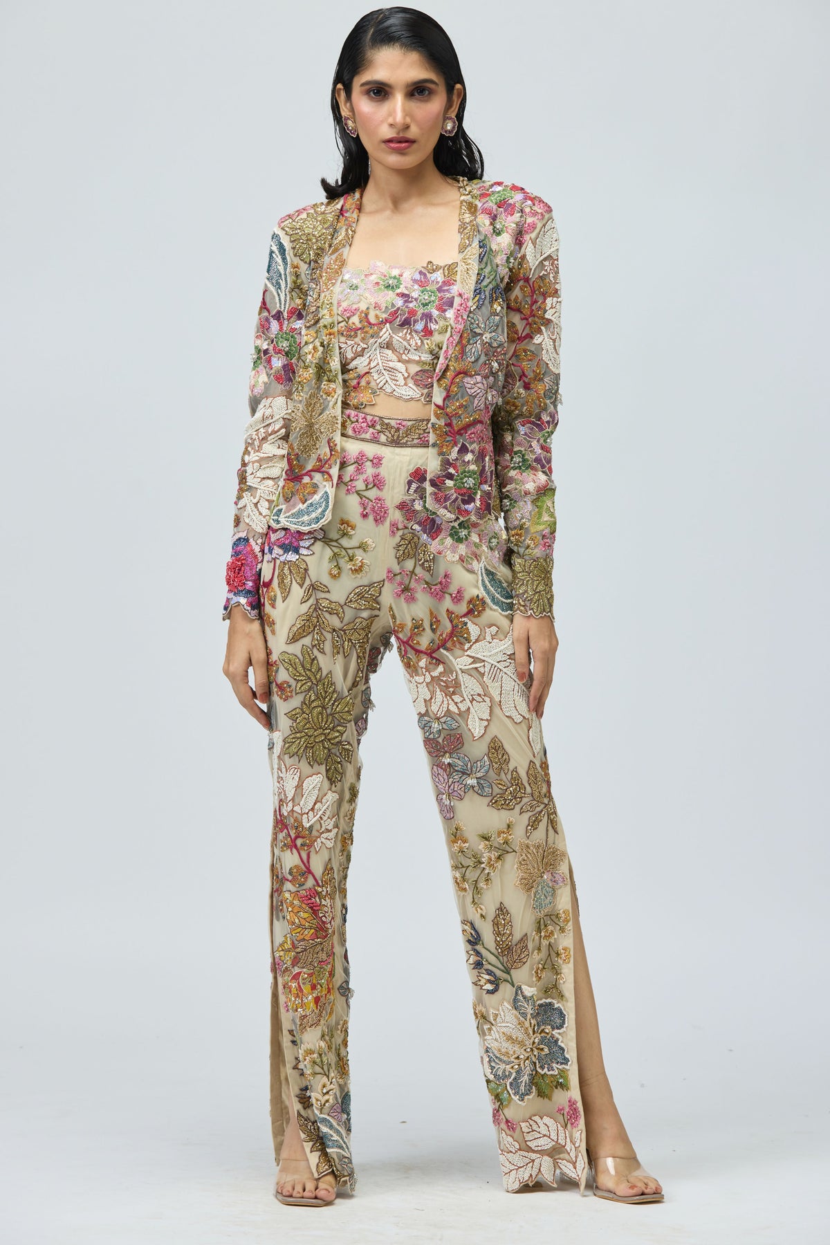 Embroidered Jacket Set