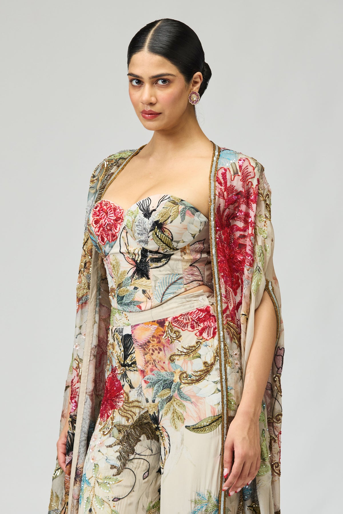 Embroidered Cape Set