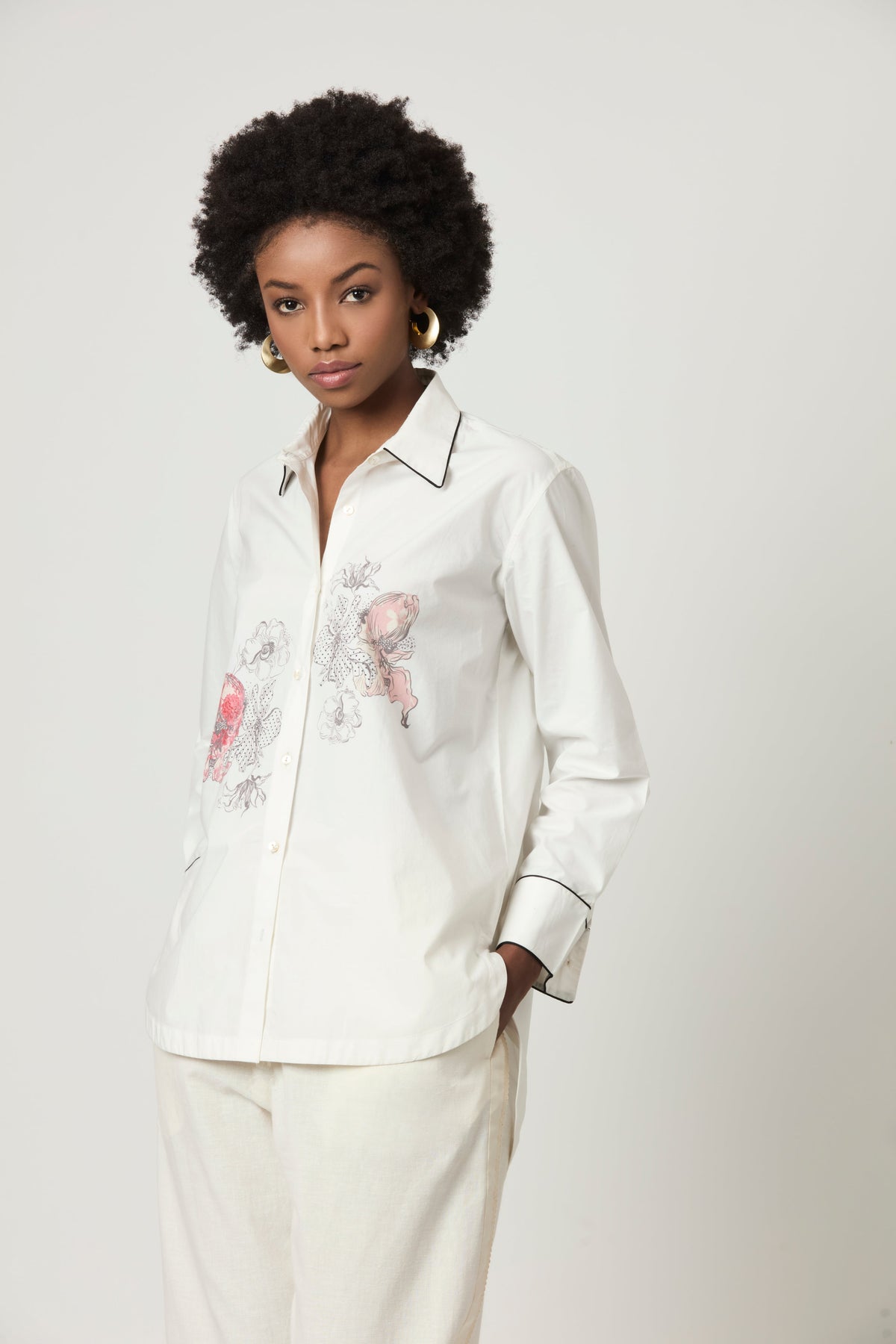 Luna Printed Shirt With Solid Trousers