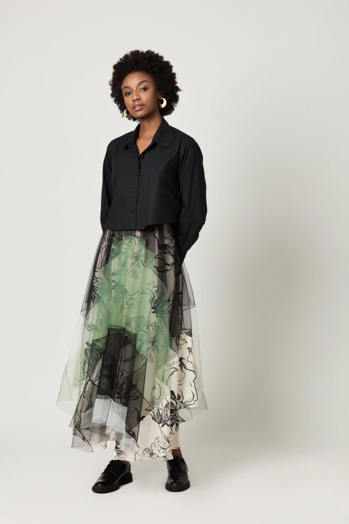 Luna Crop Shirt And Patchwork Skirt