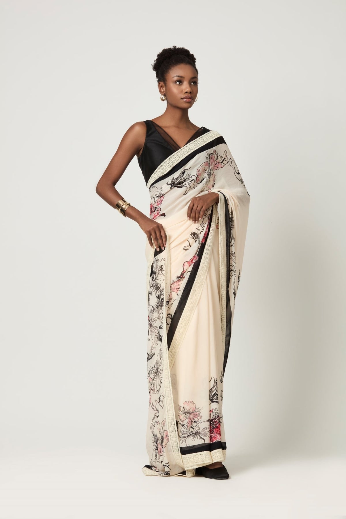 Luna Placement Printed Saree Set