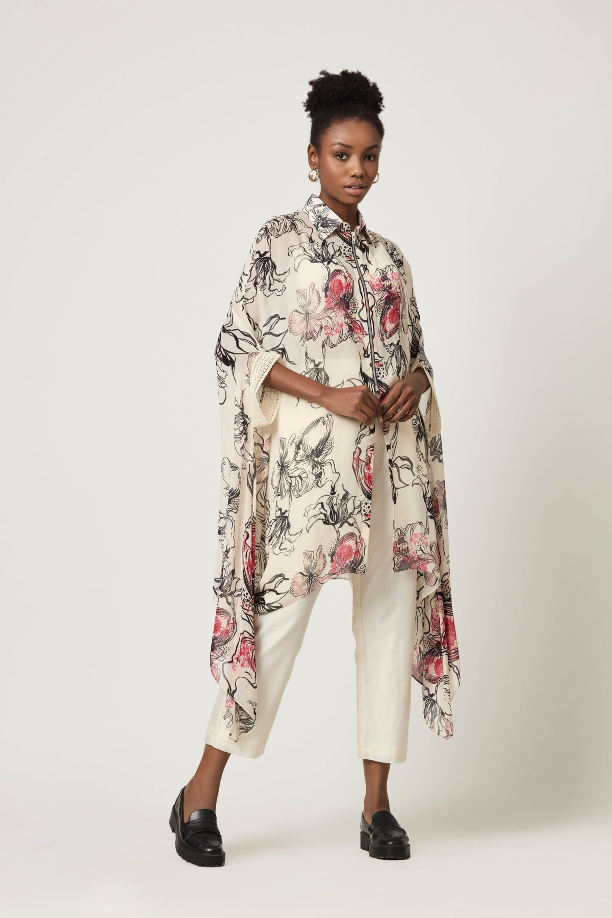 Luna Printed Zipper Tunic Cape