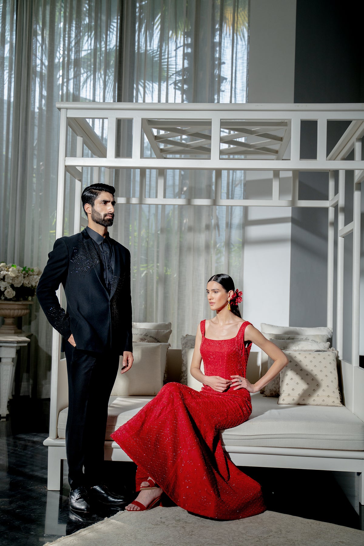 Black Metallic Bandhgala Set
