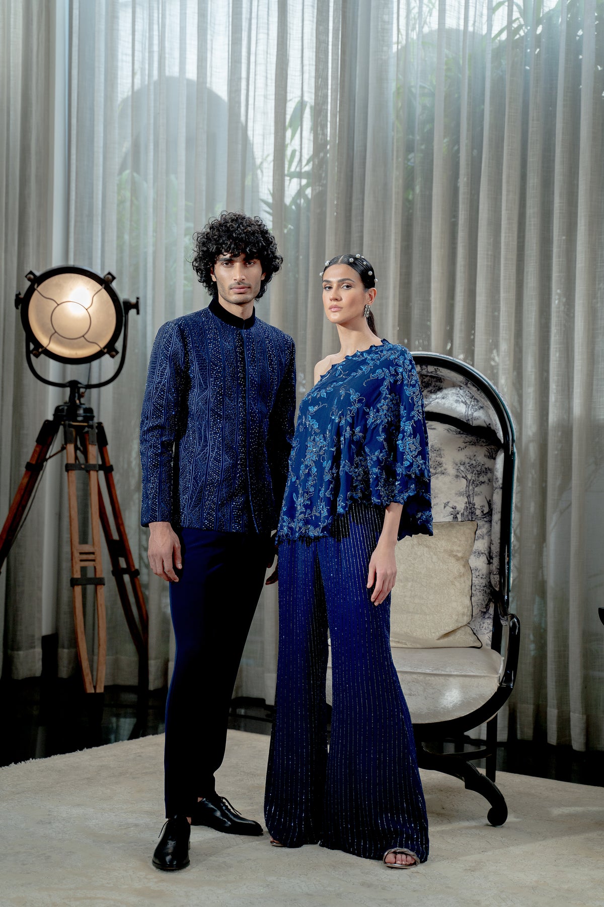 Sapphire blue bandhgala set