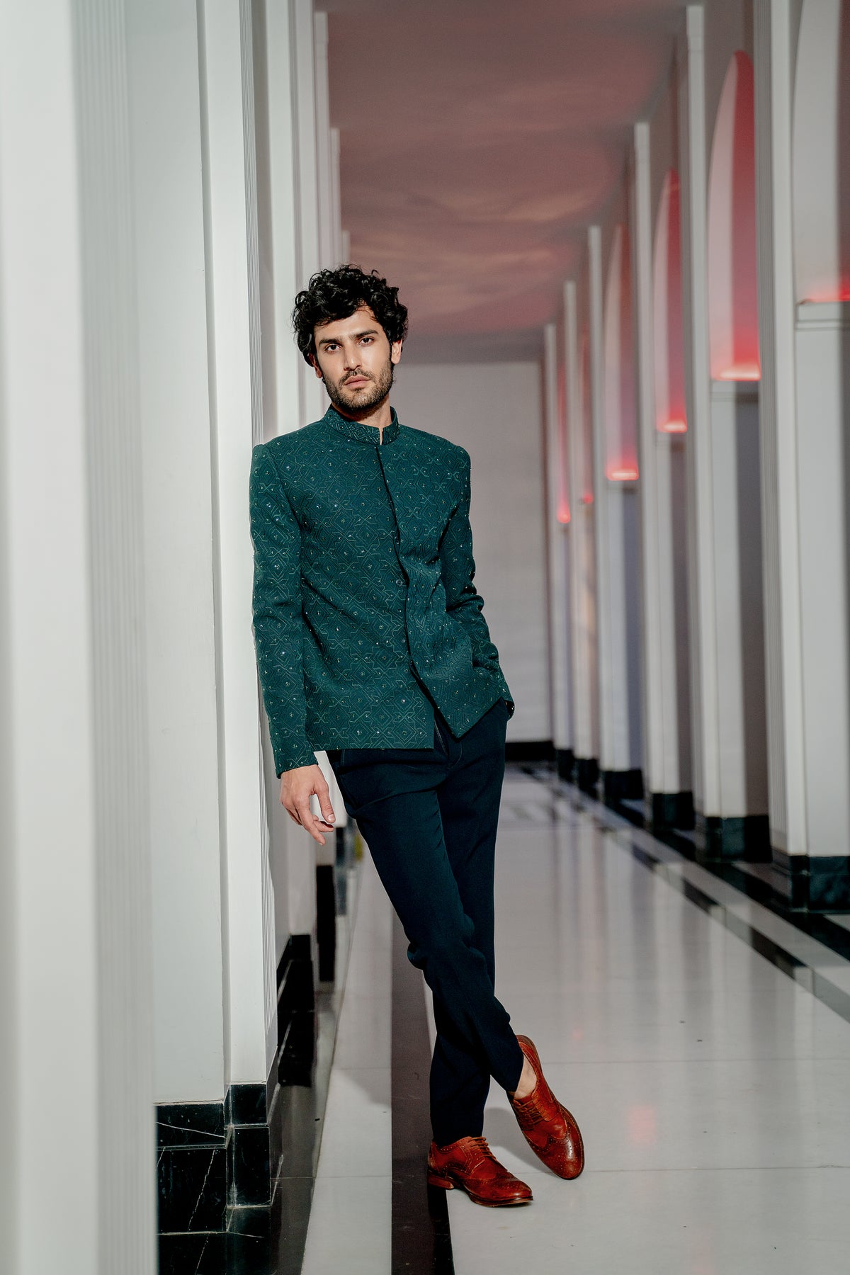 Emerald green geometric bandhgala