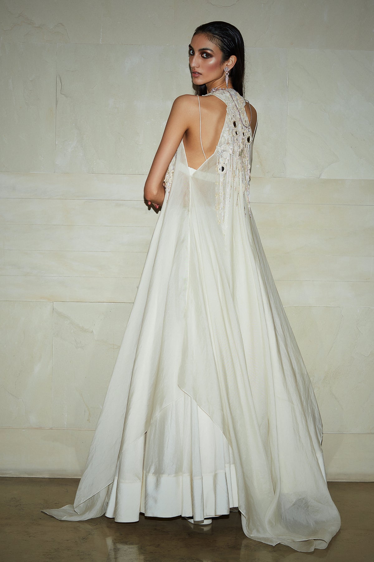 Ivory hand embroidered skirt set