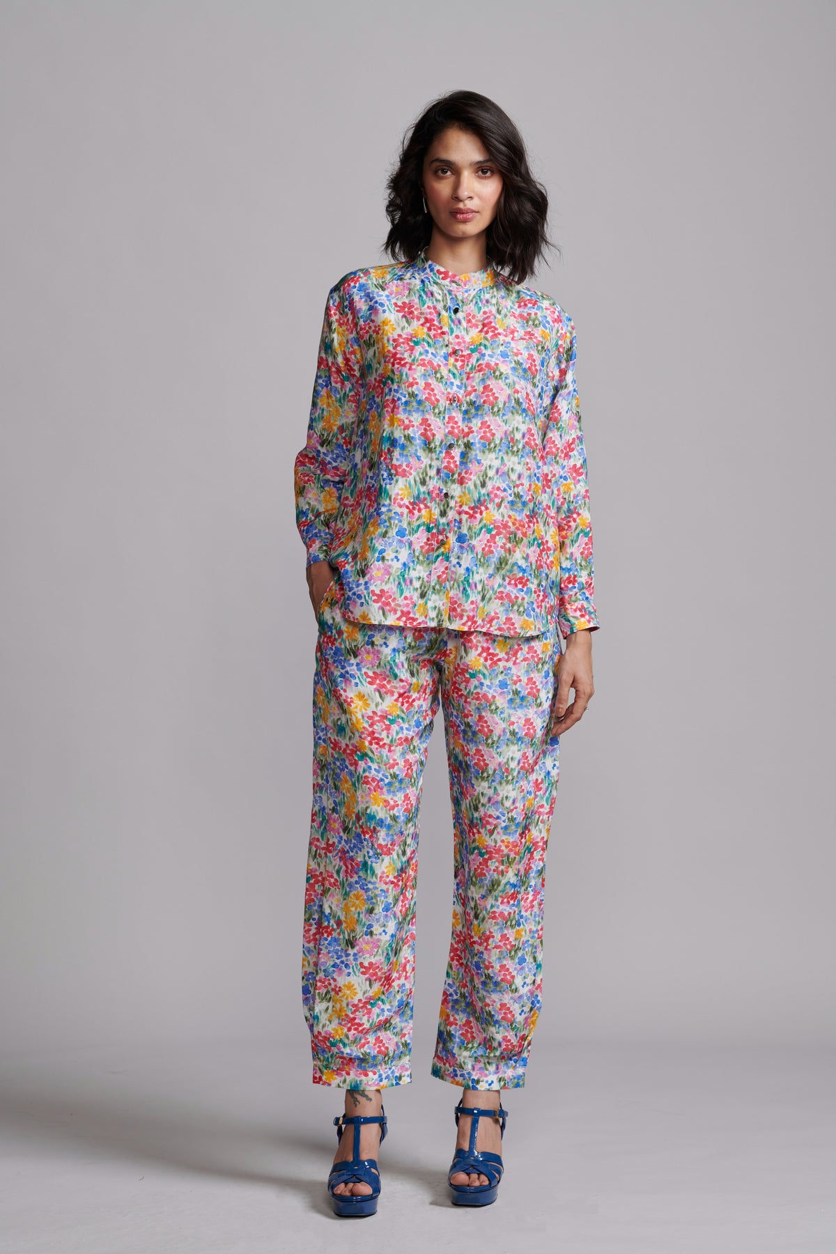 Floral Linen Blazer With Shirt and Pant