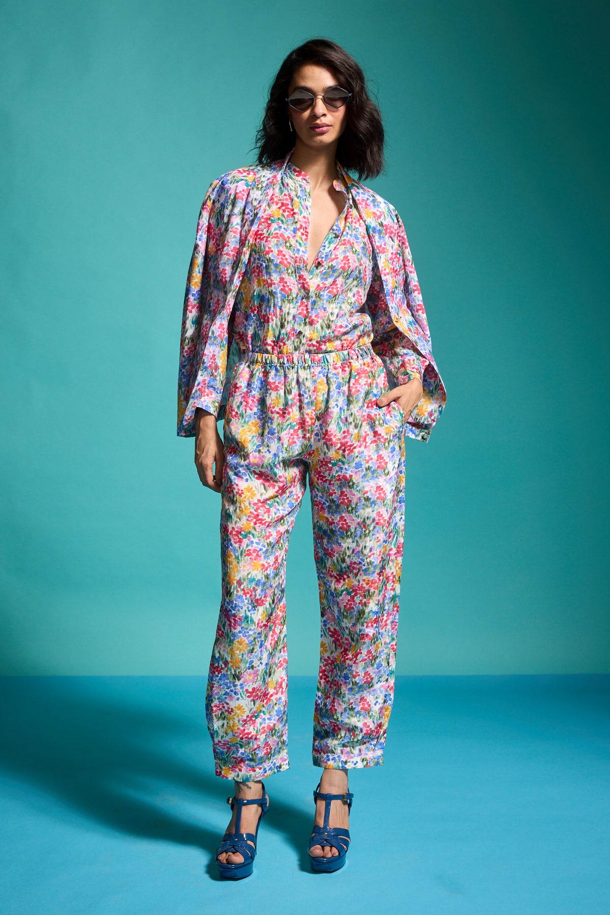 Floral Linen Blazer With Shirt and Pant