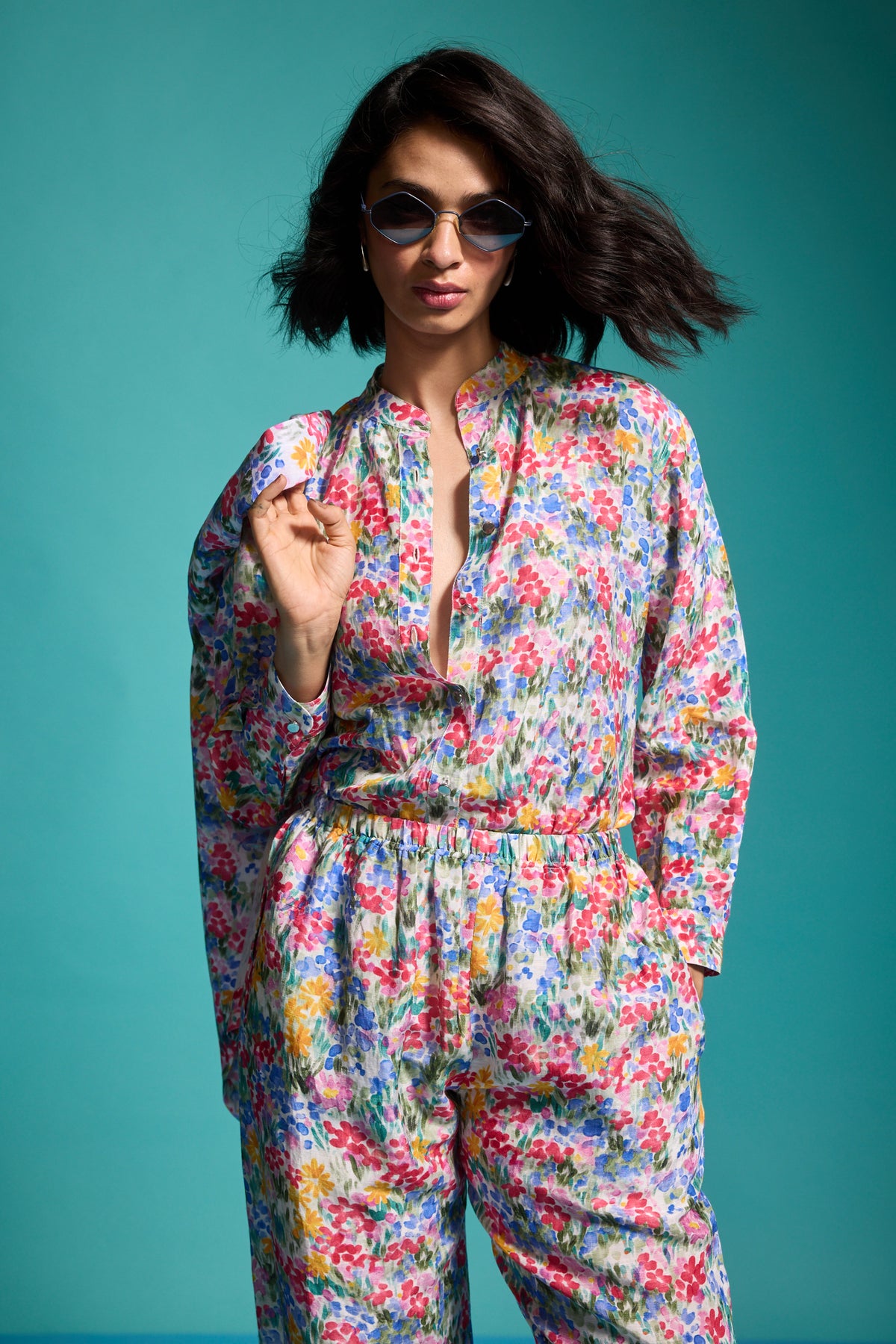 Floral Linen Blazer With Shirt and Pant