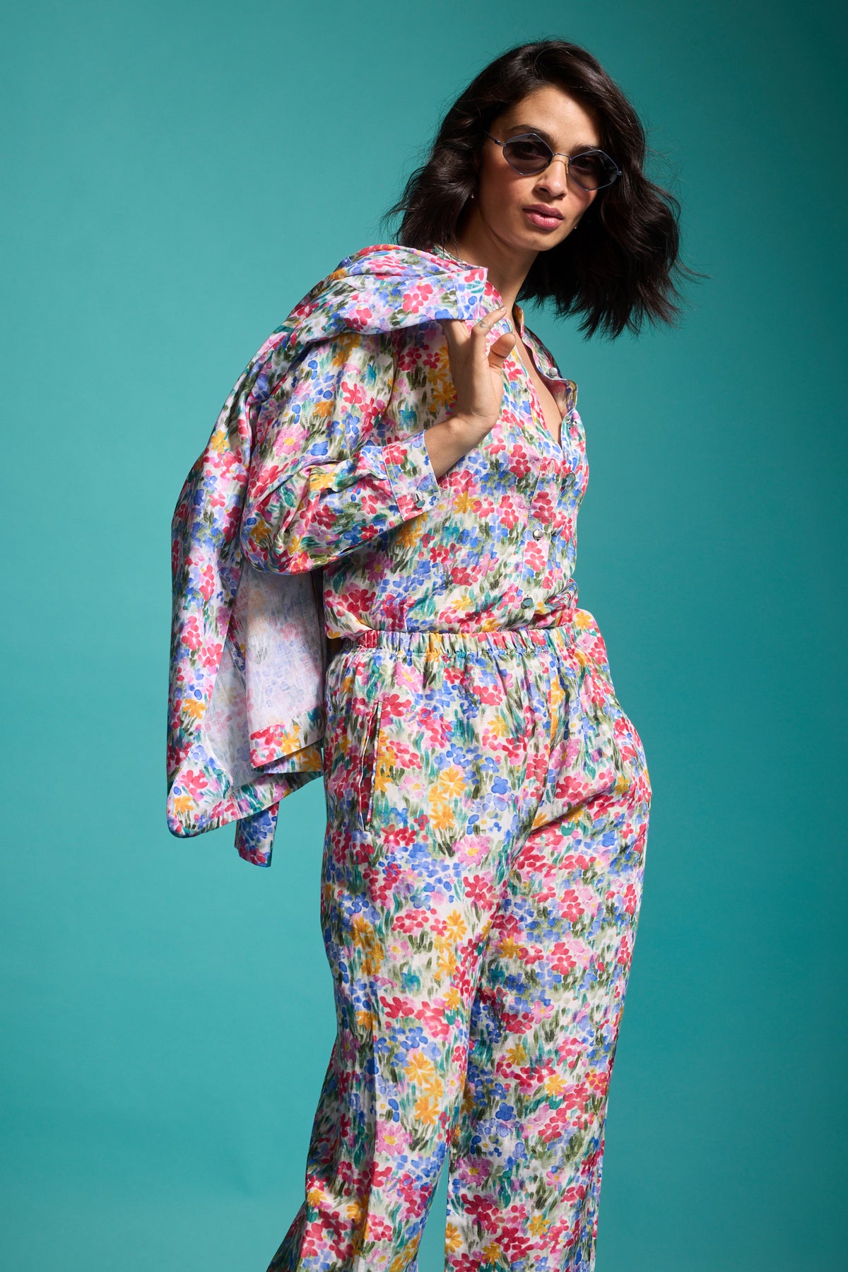 Floral Linen Blazer With Shirt and Pant