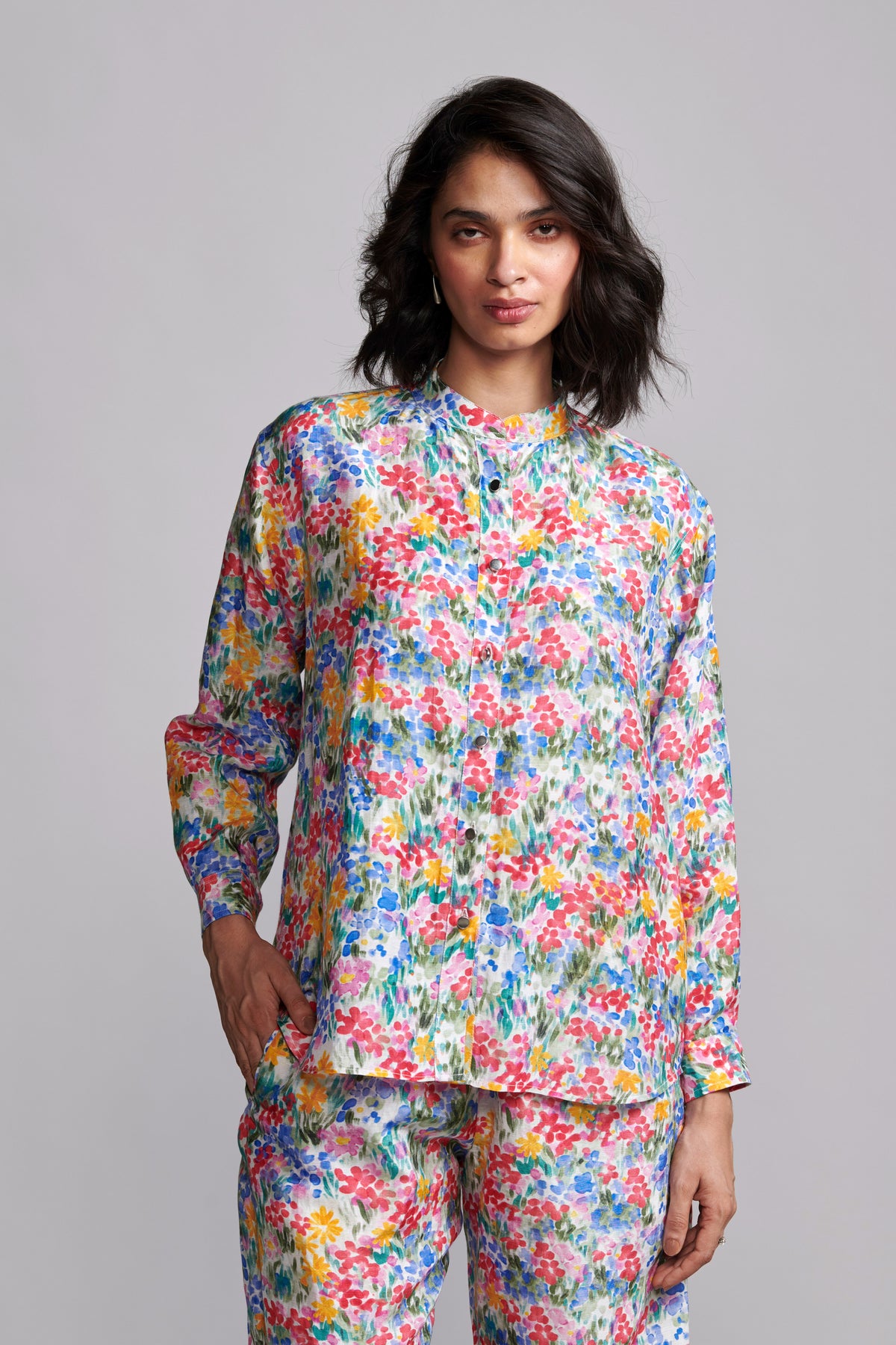 Floral Linen Blazer With Shirt and Pant