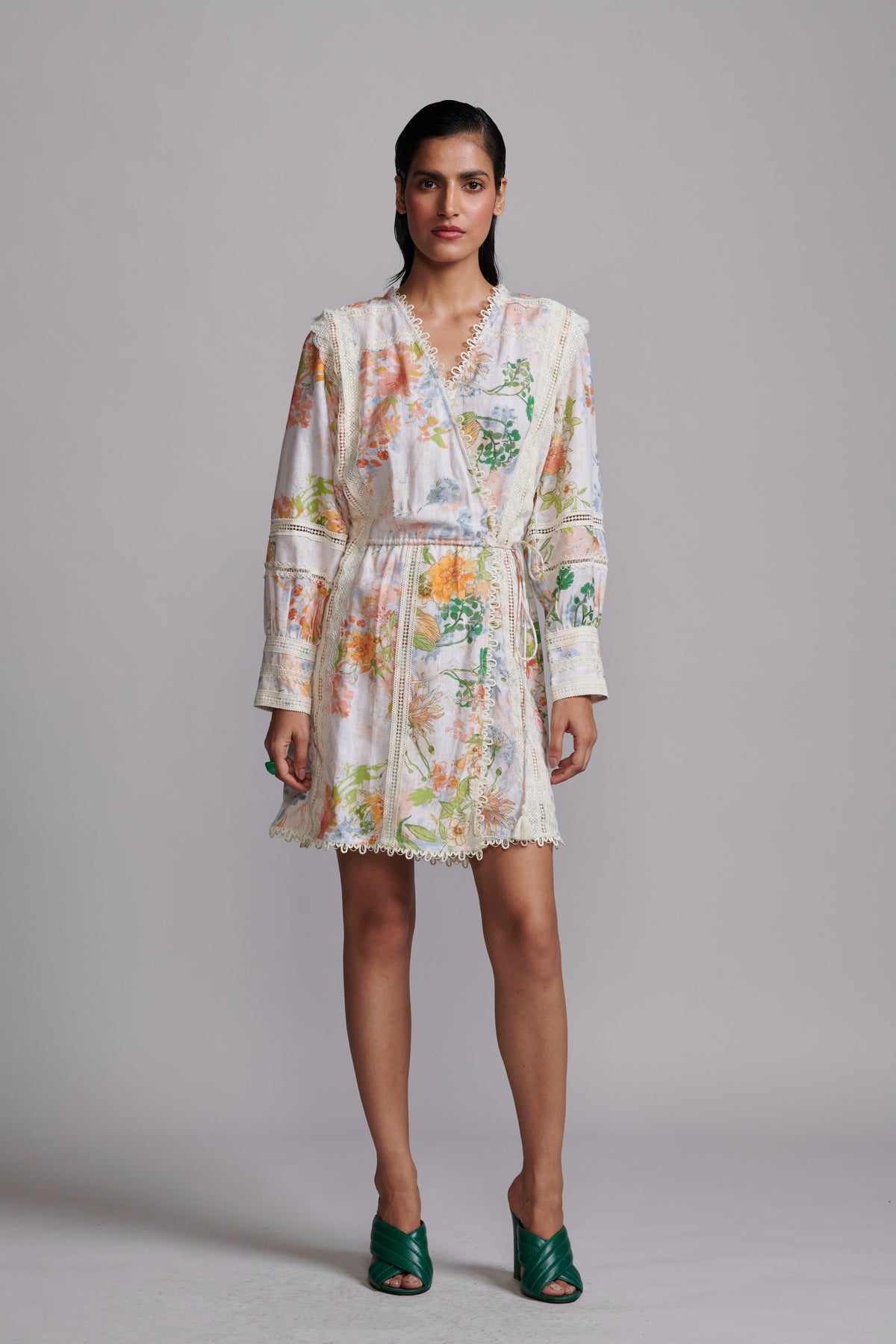 Lace Wrap Multi Colour Dress