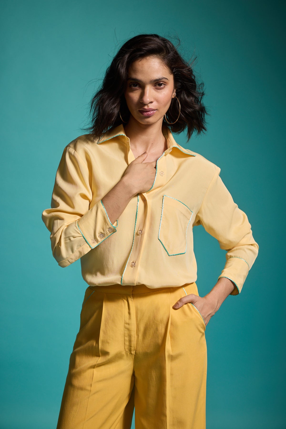Contrast Piping Shirt