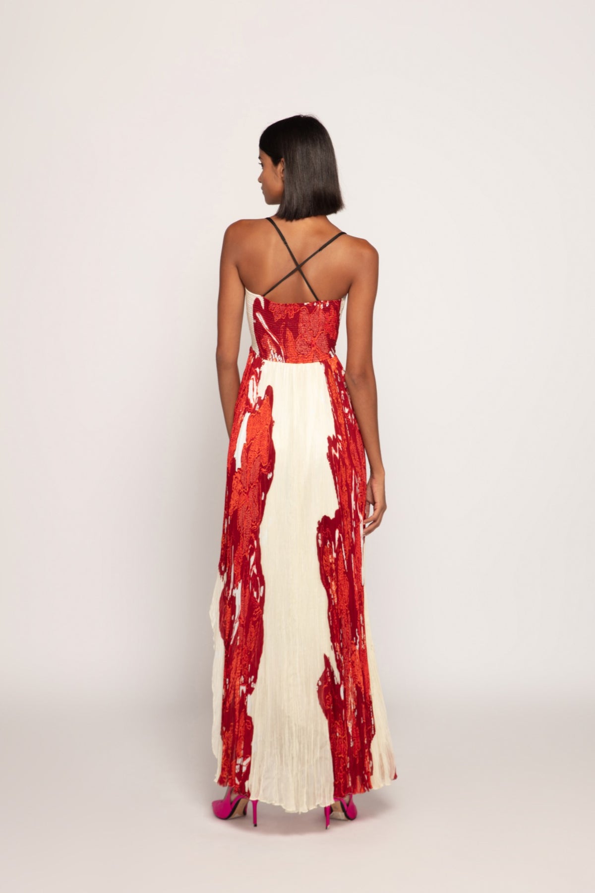 Bandhani Placement Print Maxi Dress