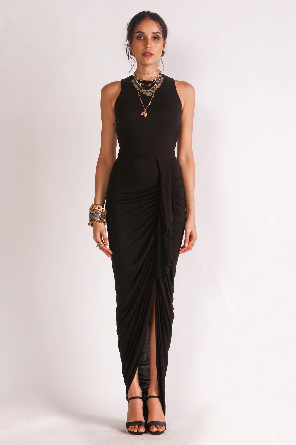 Moksha Jersey Drape Racer Back Dress