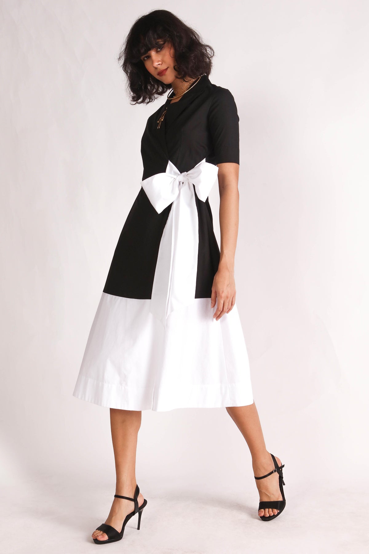 Artha Color Block Cotton Wrap Dress