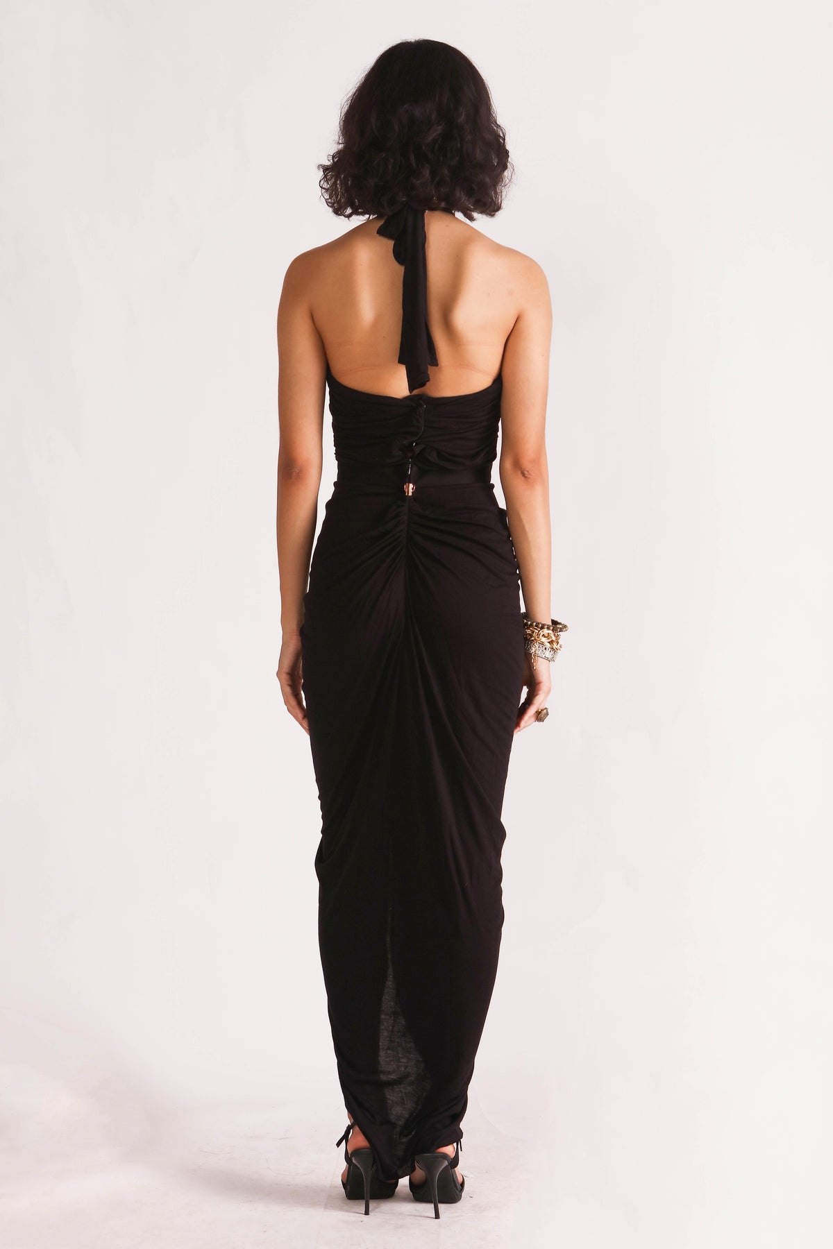 Titania Jersey Draped Dress With Chain Tie Up