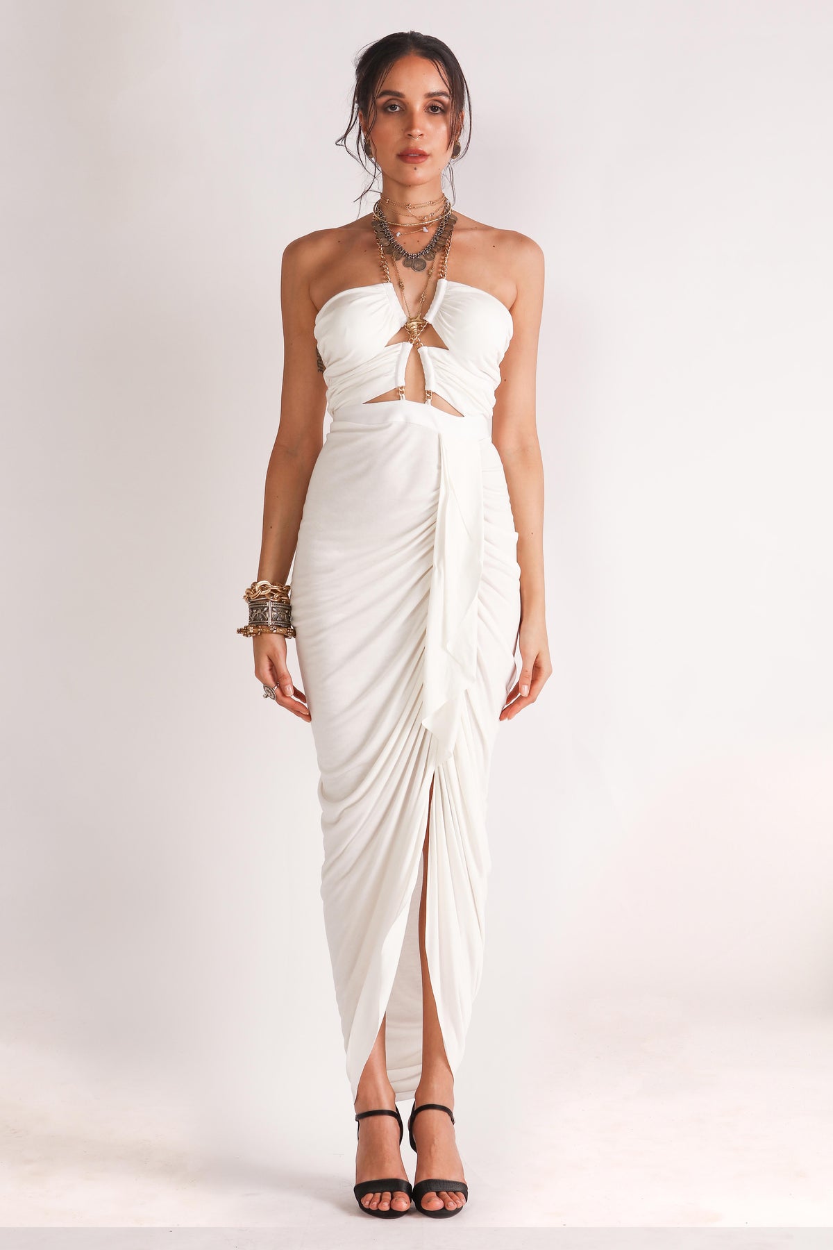Titatnia Jersey Goddess Draped Dress