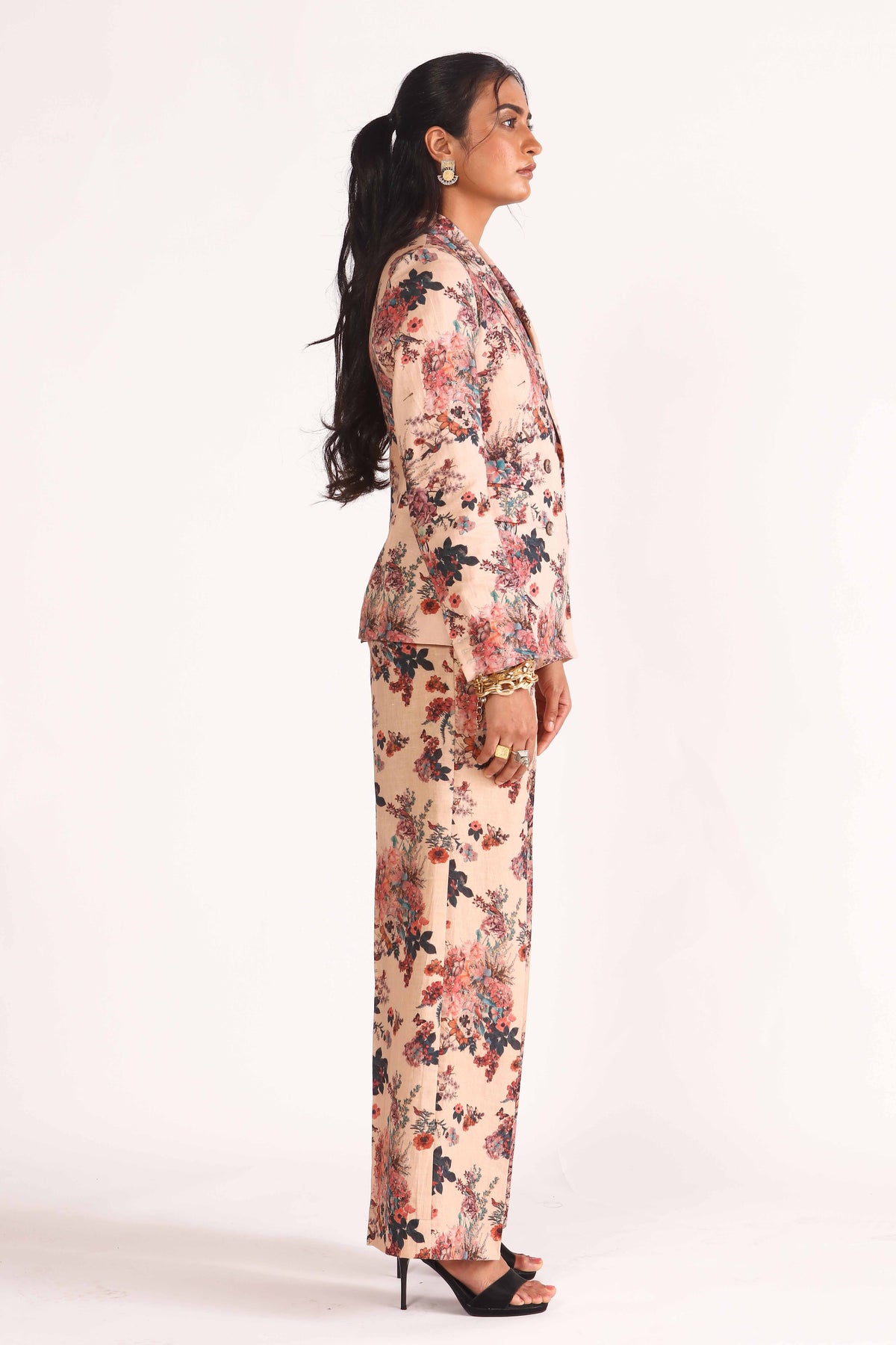 Hydrangea Printed Cotton Line Trousers