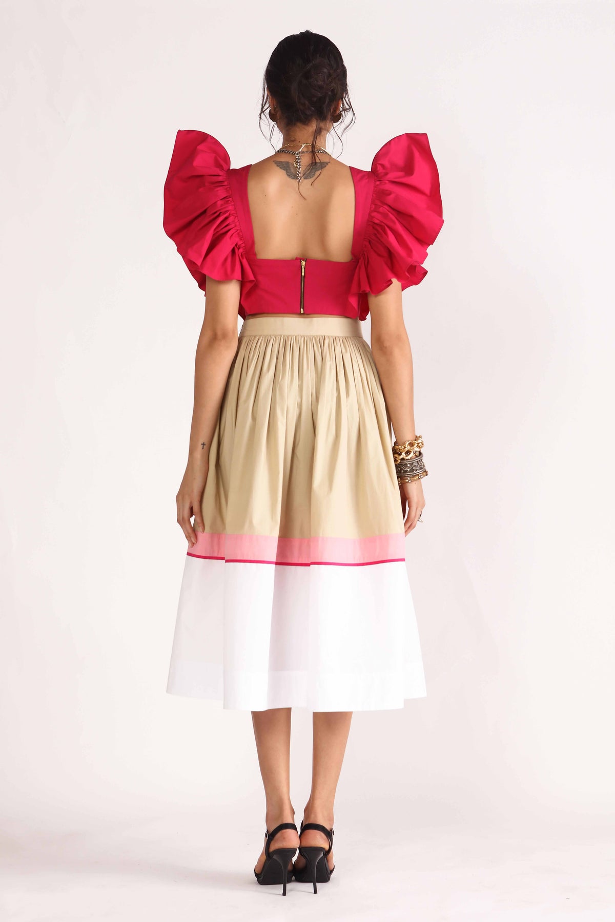 Missy Gathered Color Block Skirt