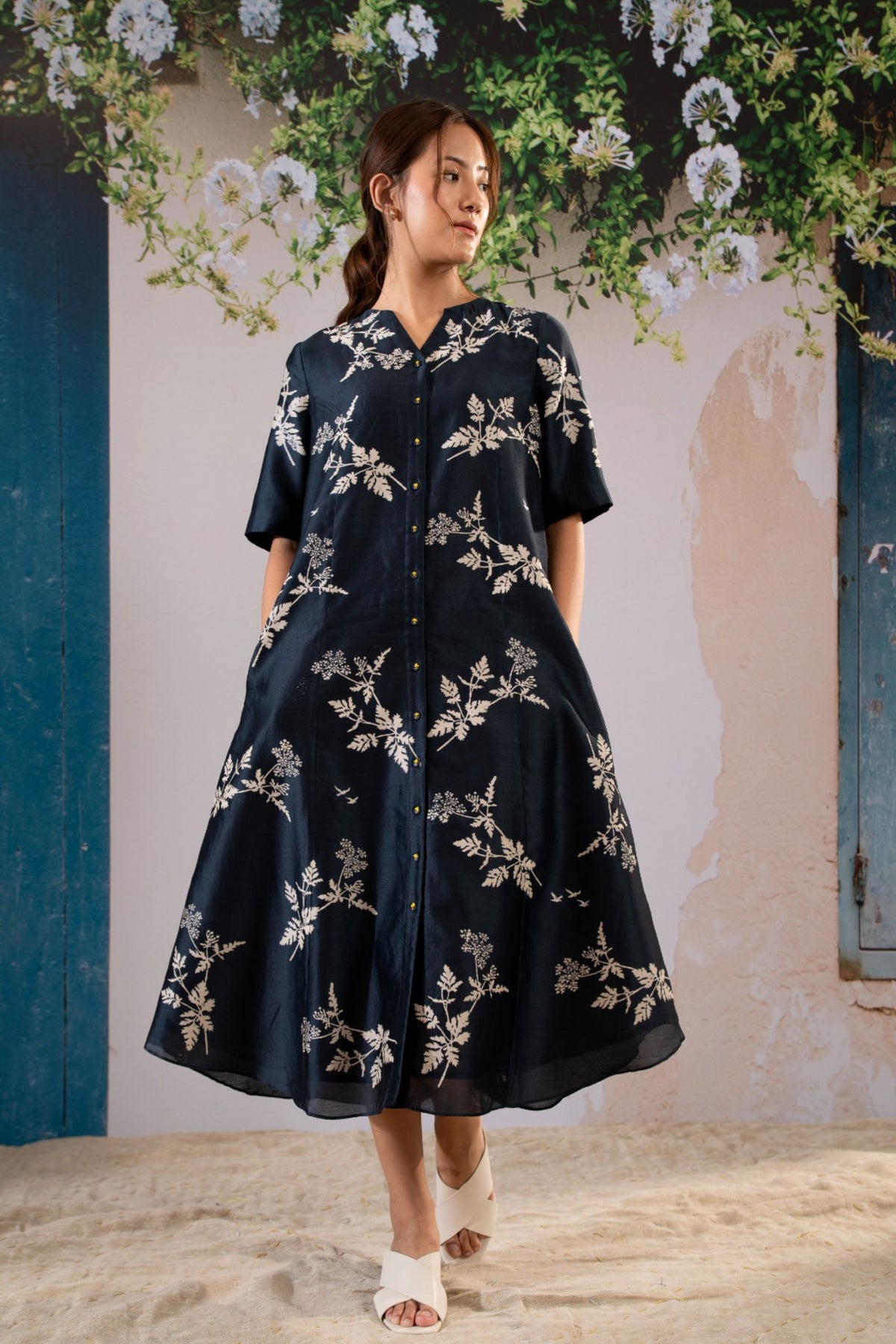 Indigo Shirt Dress With Belt
