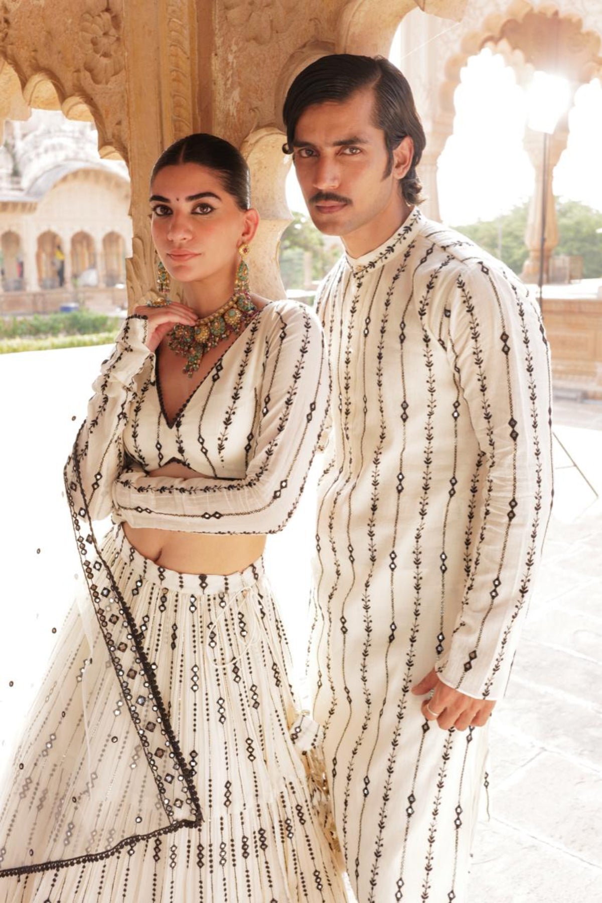 Two Diamond Black &amp; White Kurta Set