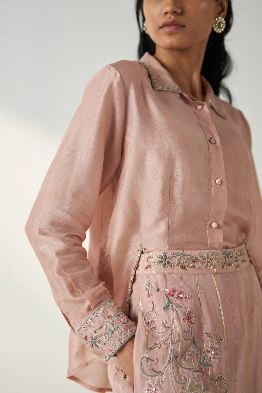 Tisya Blush Pink Shirt Set
