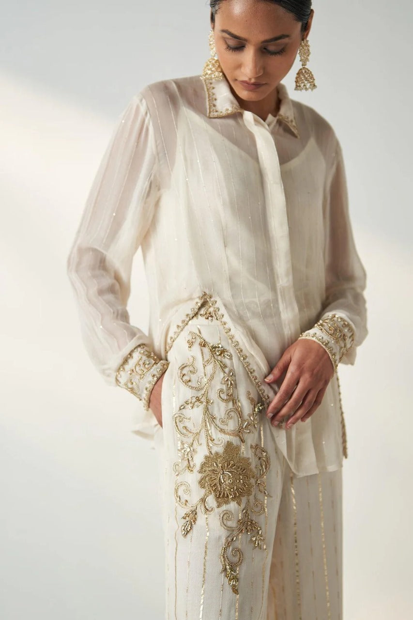 Vani Ivory Shirt Pant Set