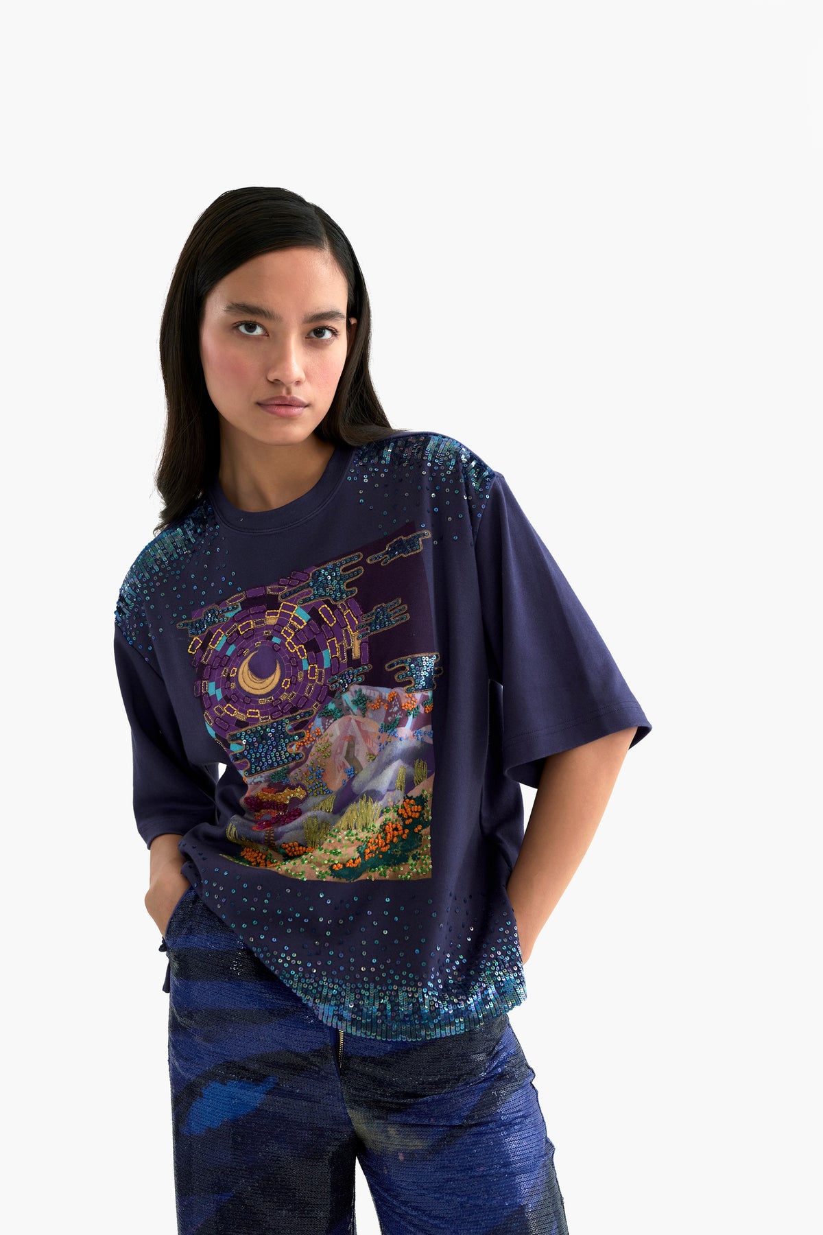 Supima Night Embroidered  T- Shirt