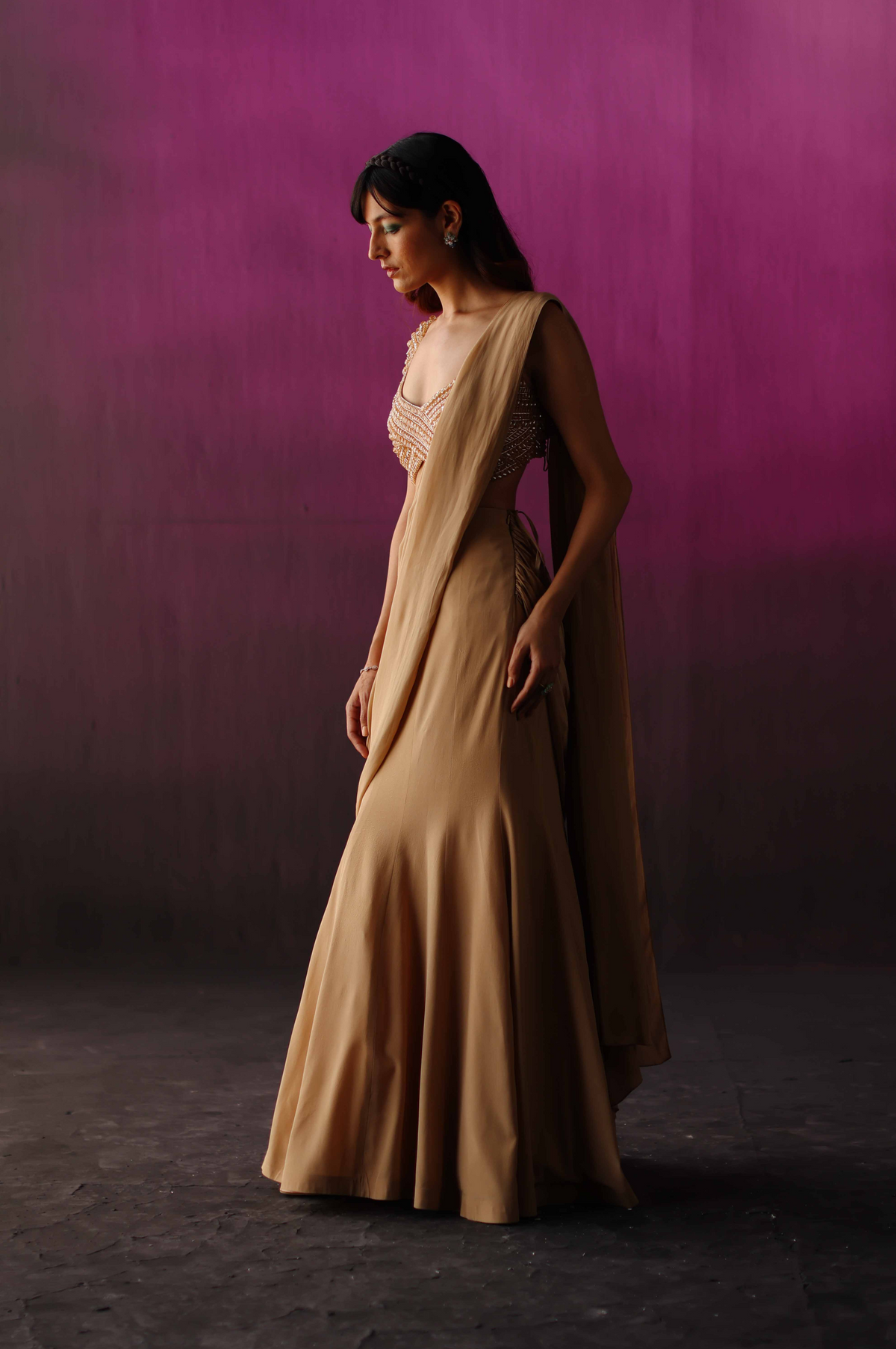 The Golden Crystal Drape Saree