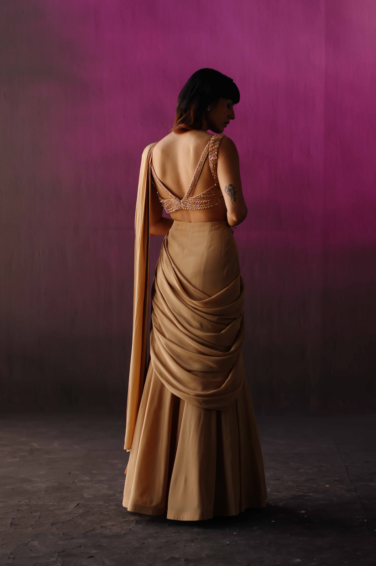 The Golden Crystal Drape Saree