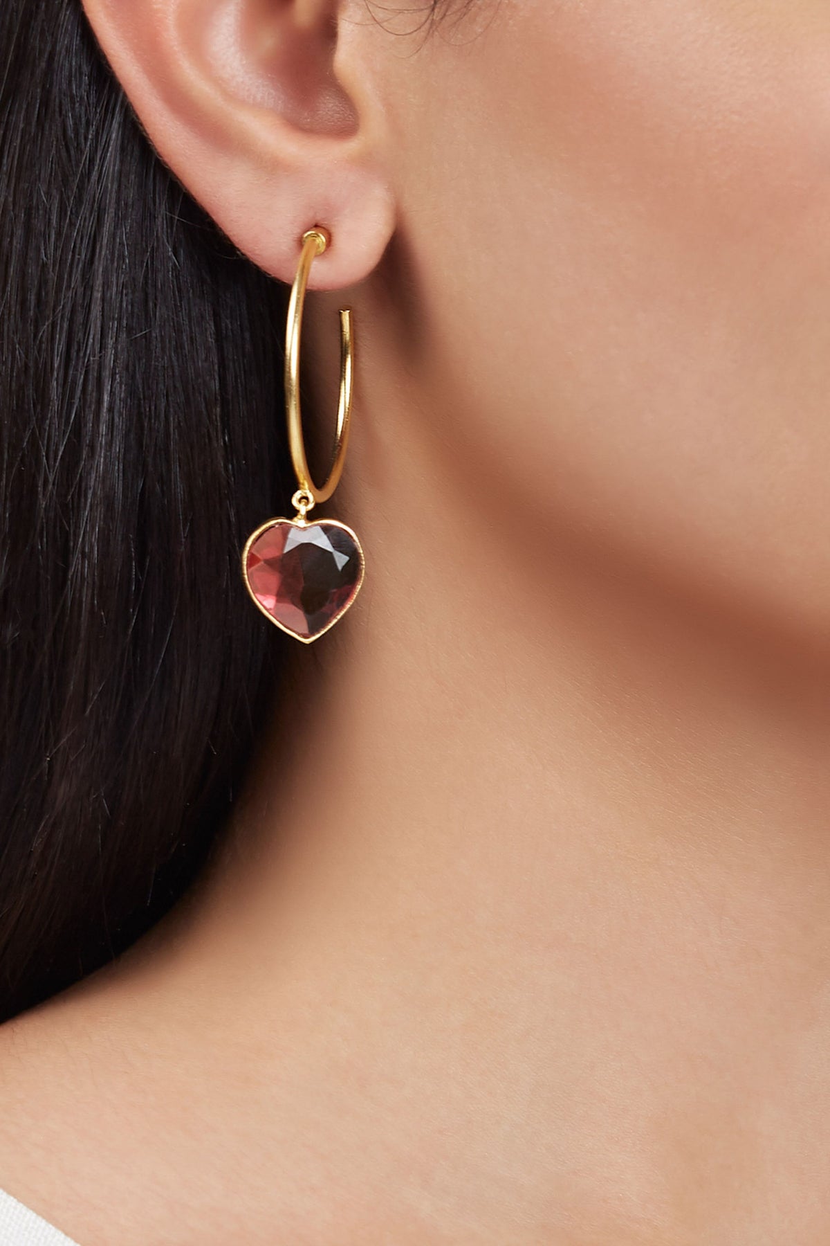 Rena heart magenta hoop earrings