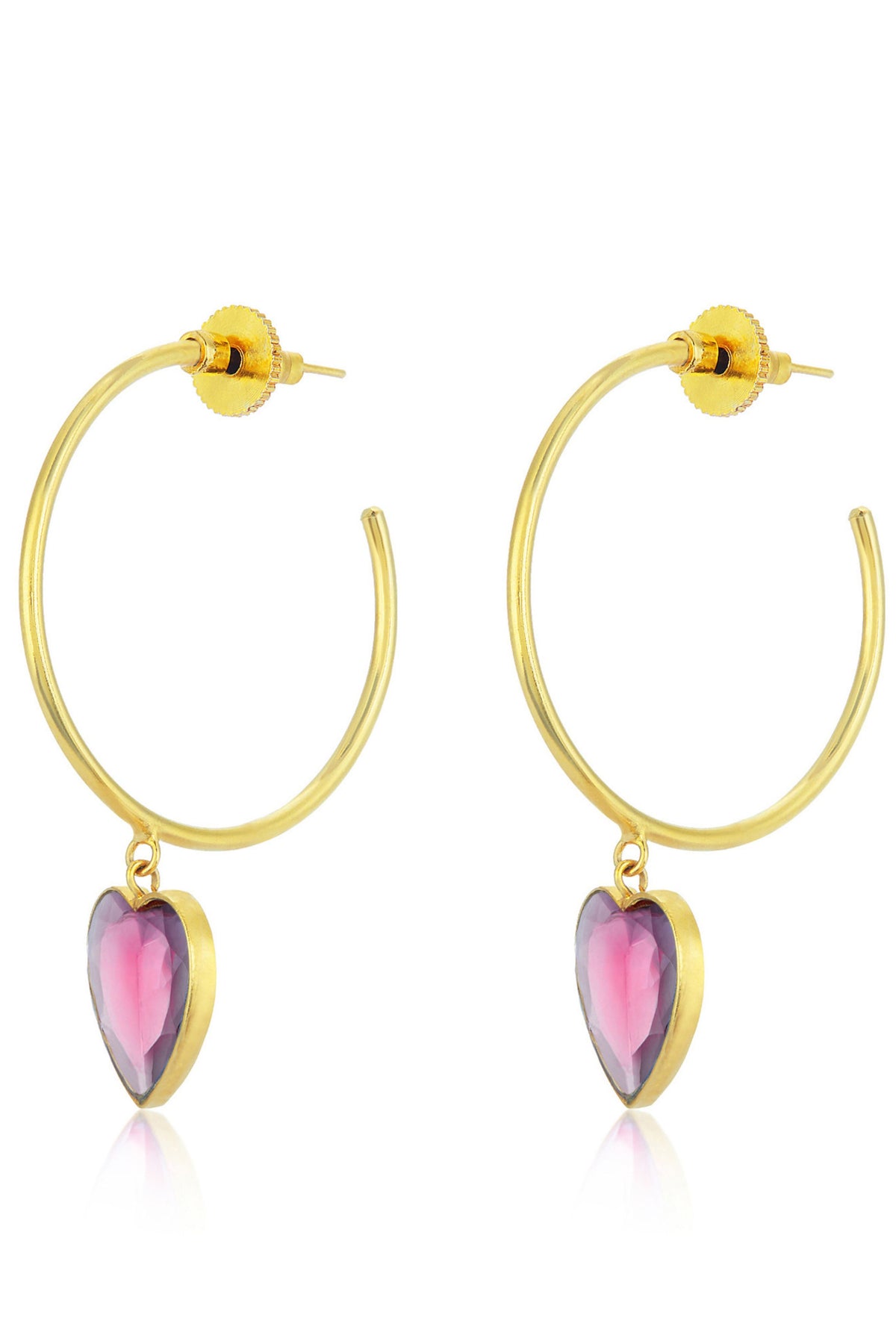 Rena purple heart hoop earrings