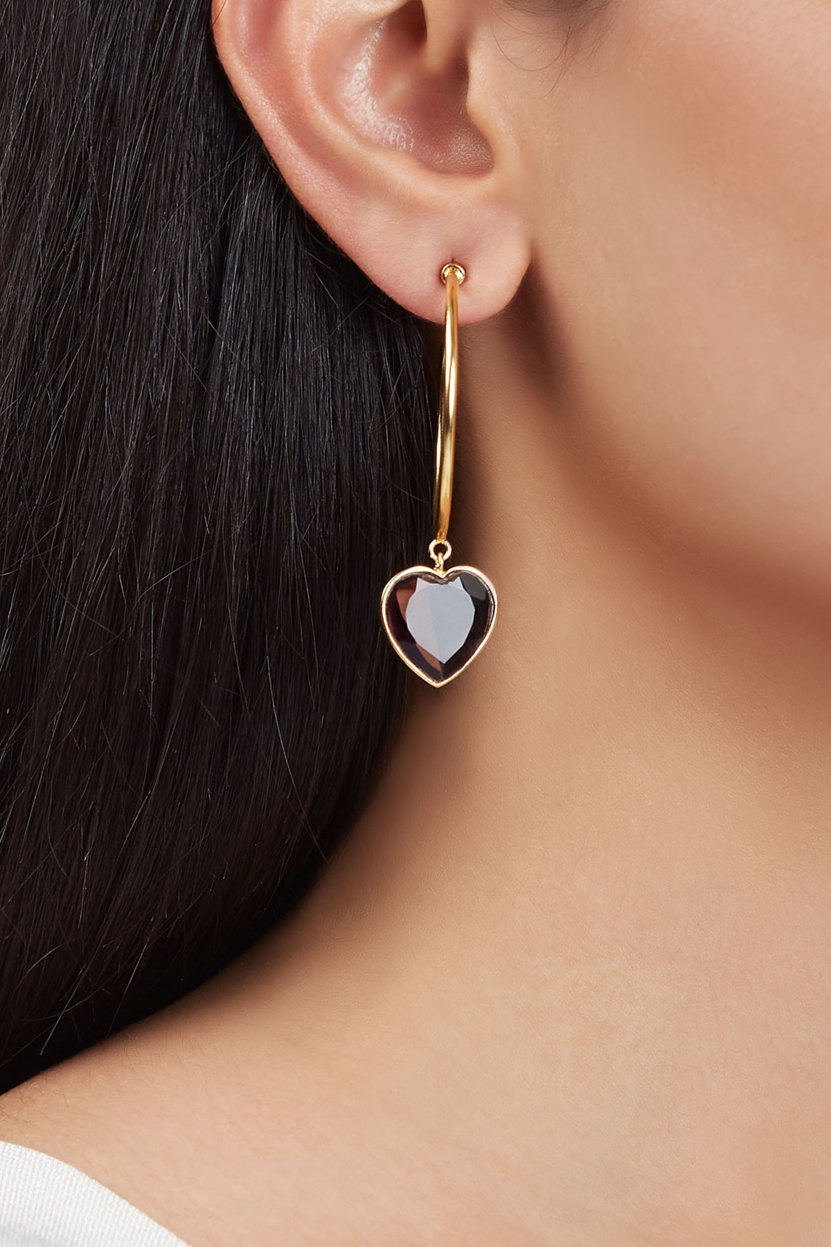 Rena purple heart hoop earrings
