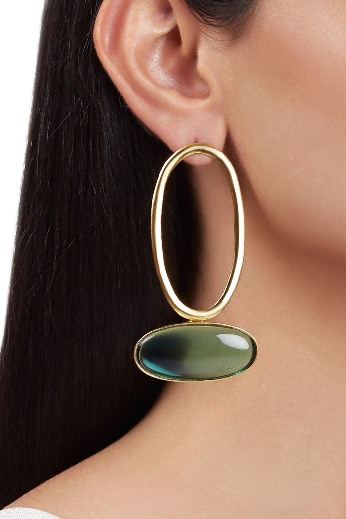 Iris green hoop earrings