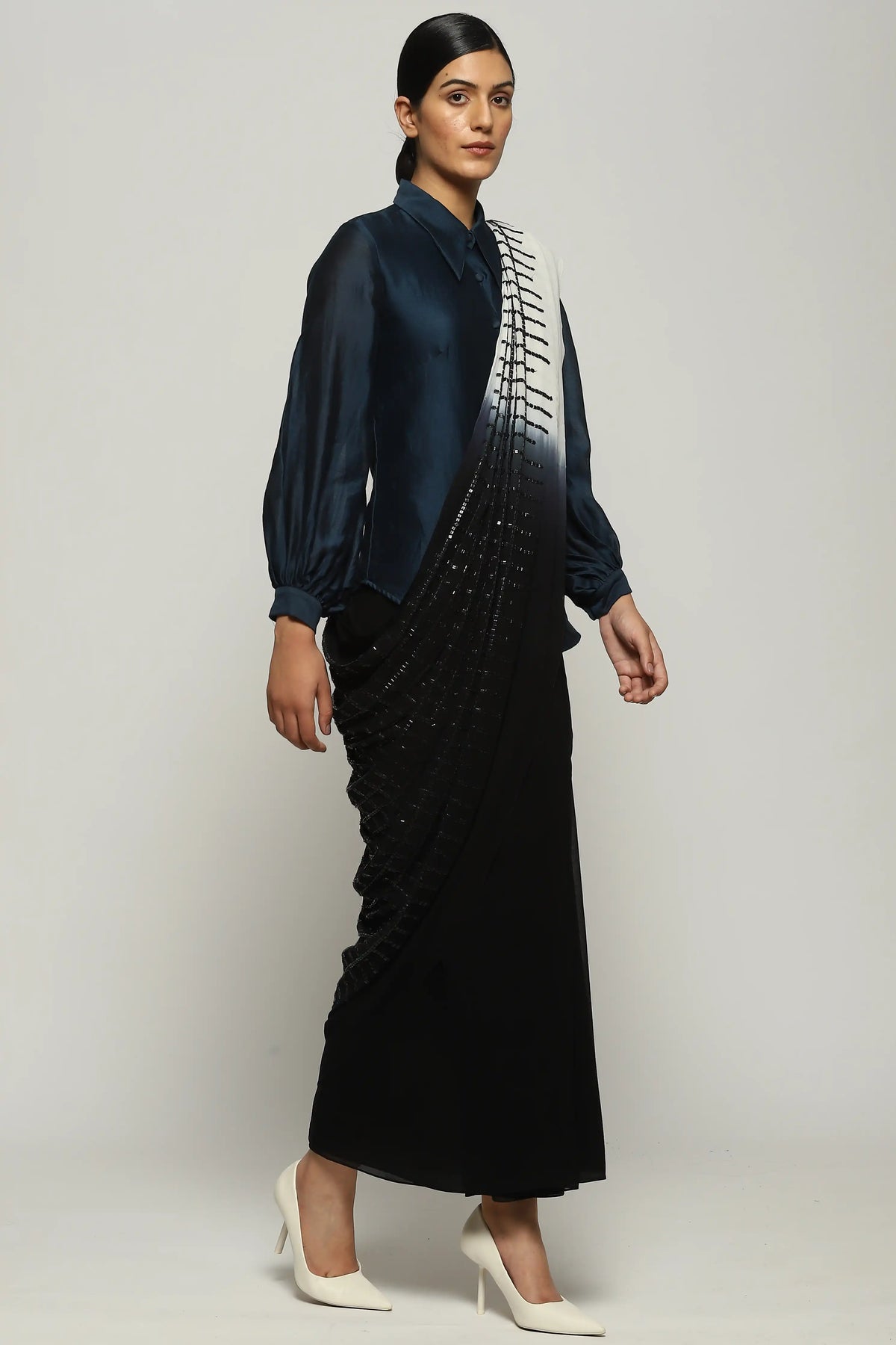 Checks Sequins Saree