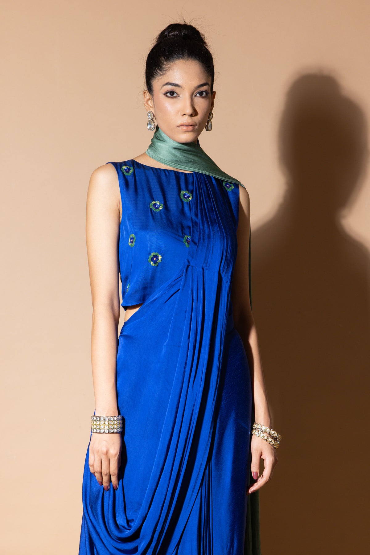 Celestial Draped Saree With Crop Top