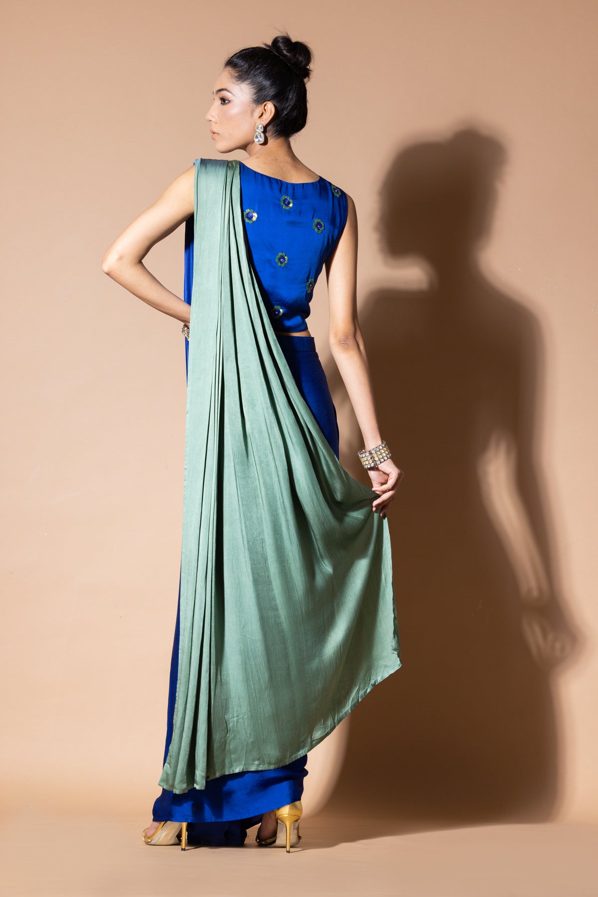 Celestial Draped Saree With Crop Top