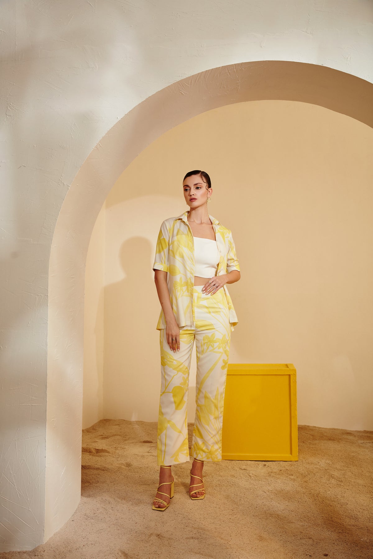 Yellow and White Co-ord Set