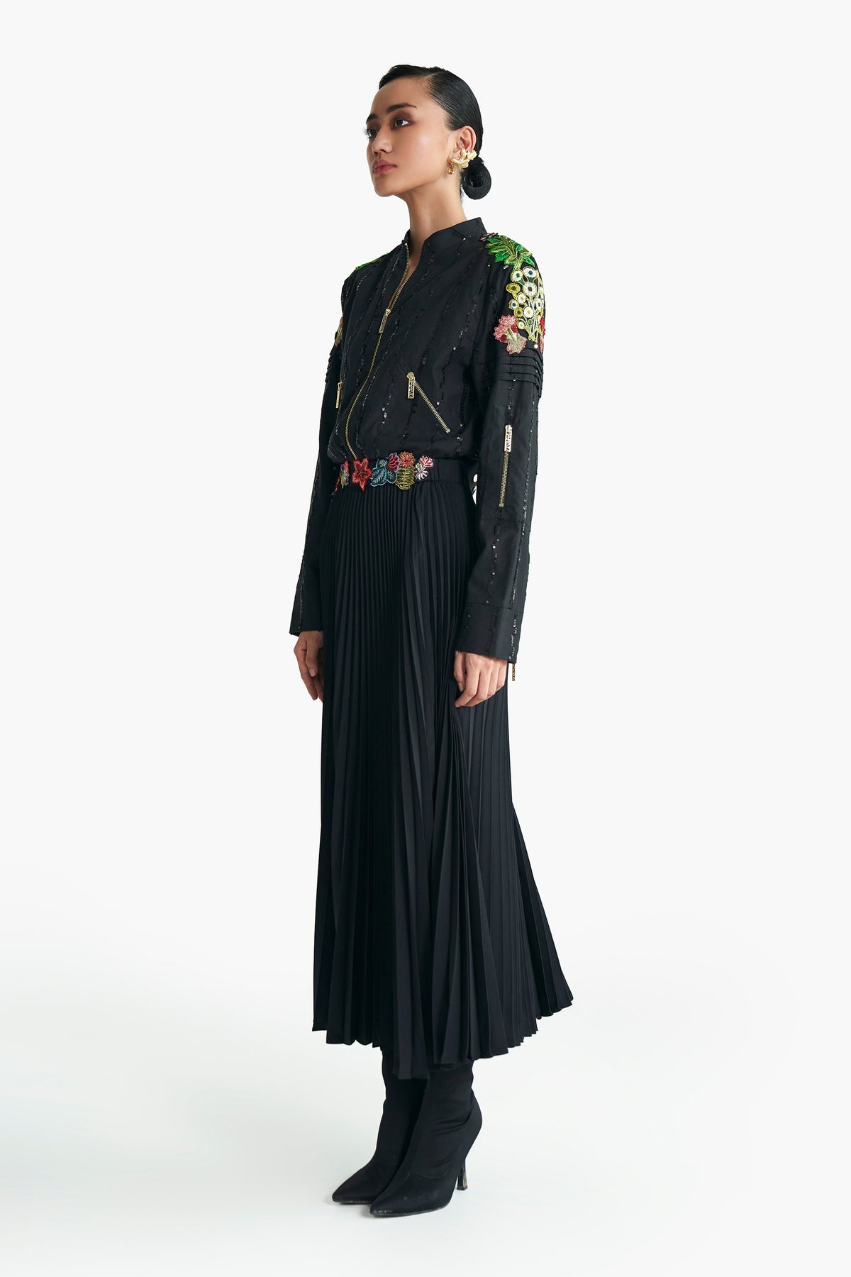 Black Cropped Biker Jacket