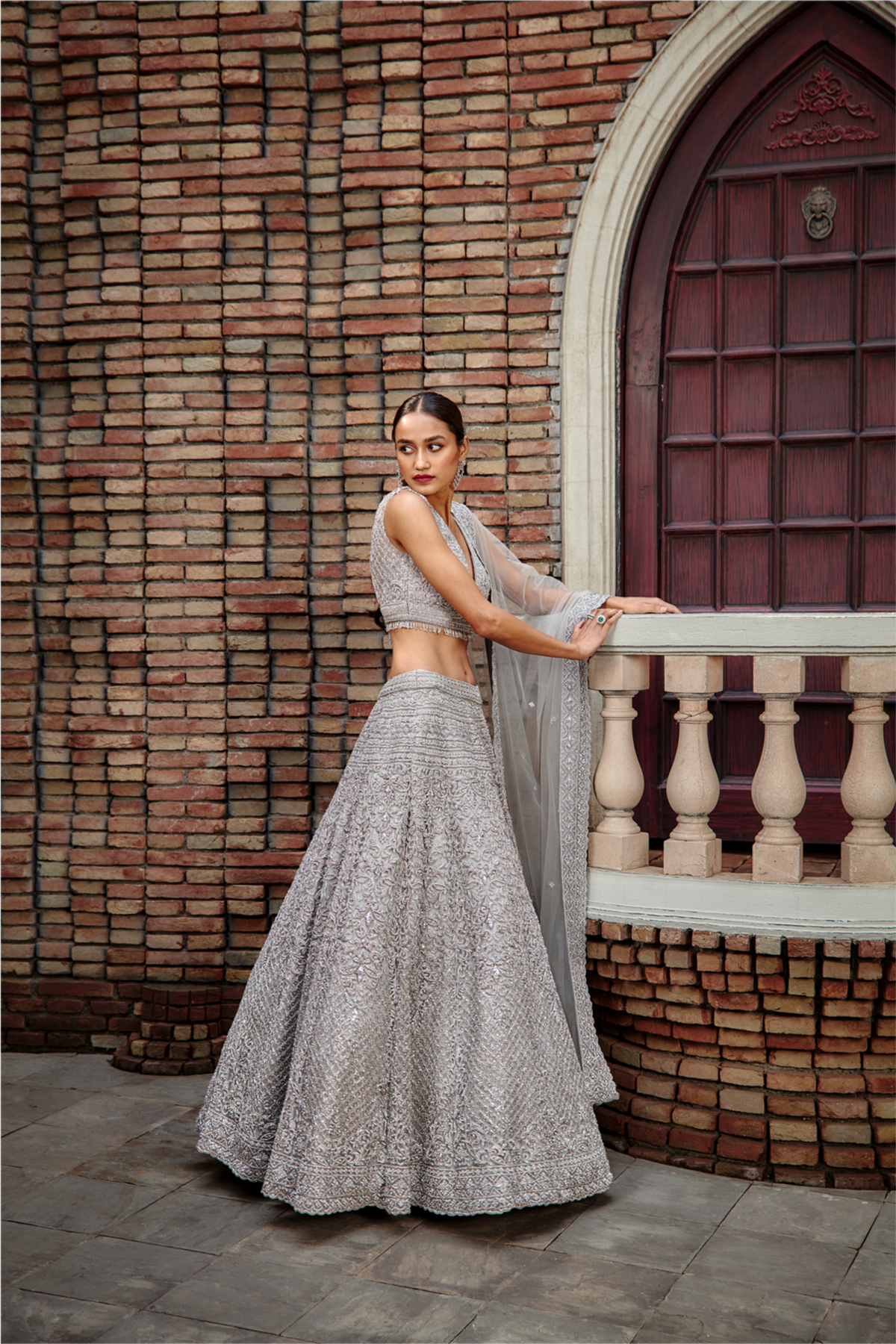 Silver Grey Tulle  Lehenga Set