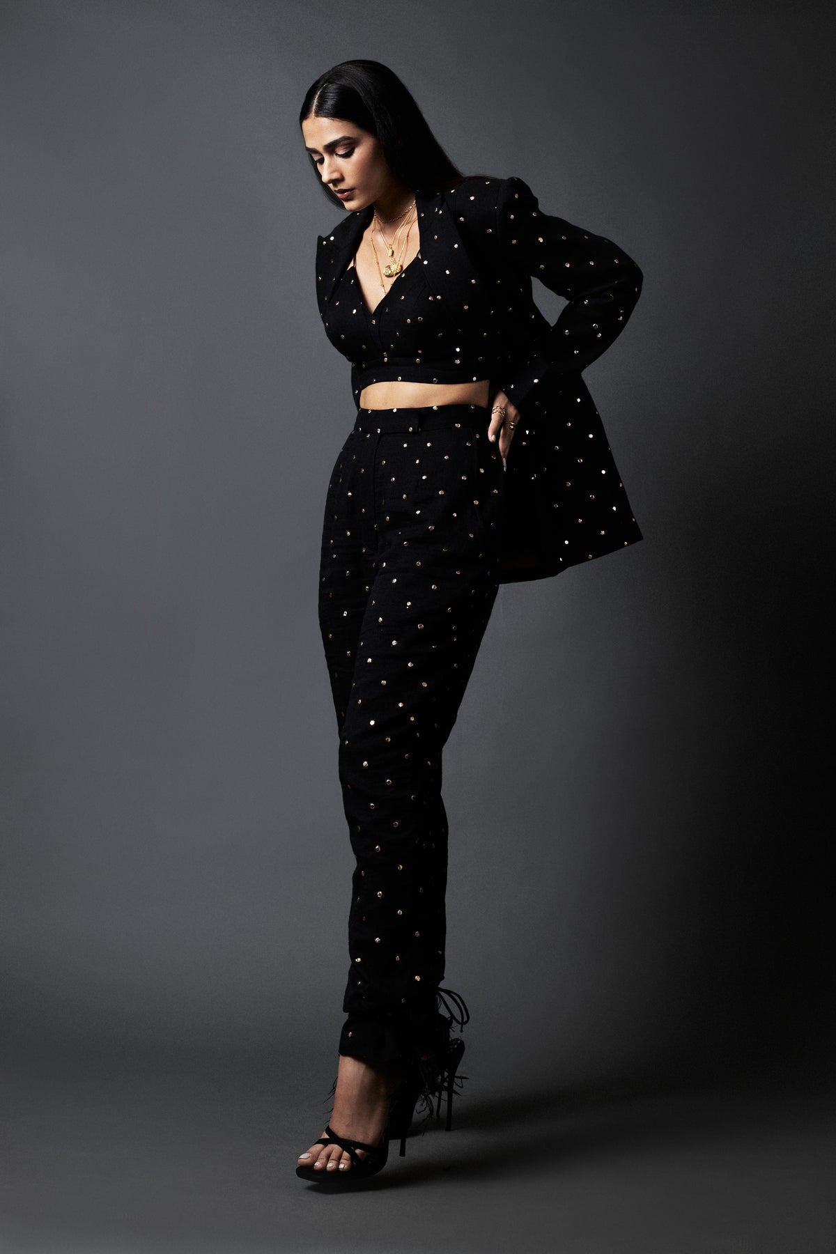 Black with gold dots