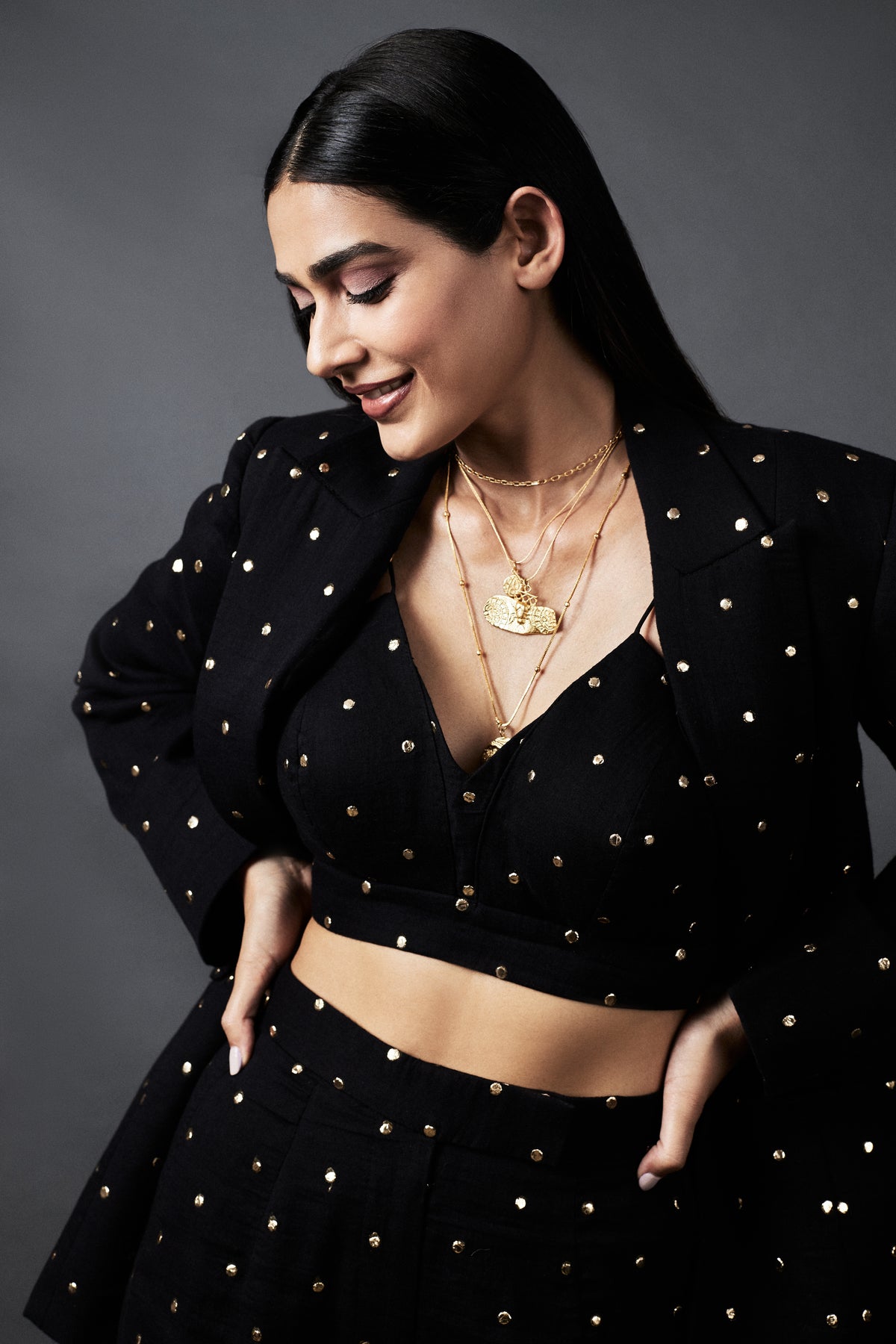 Black with gold dots