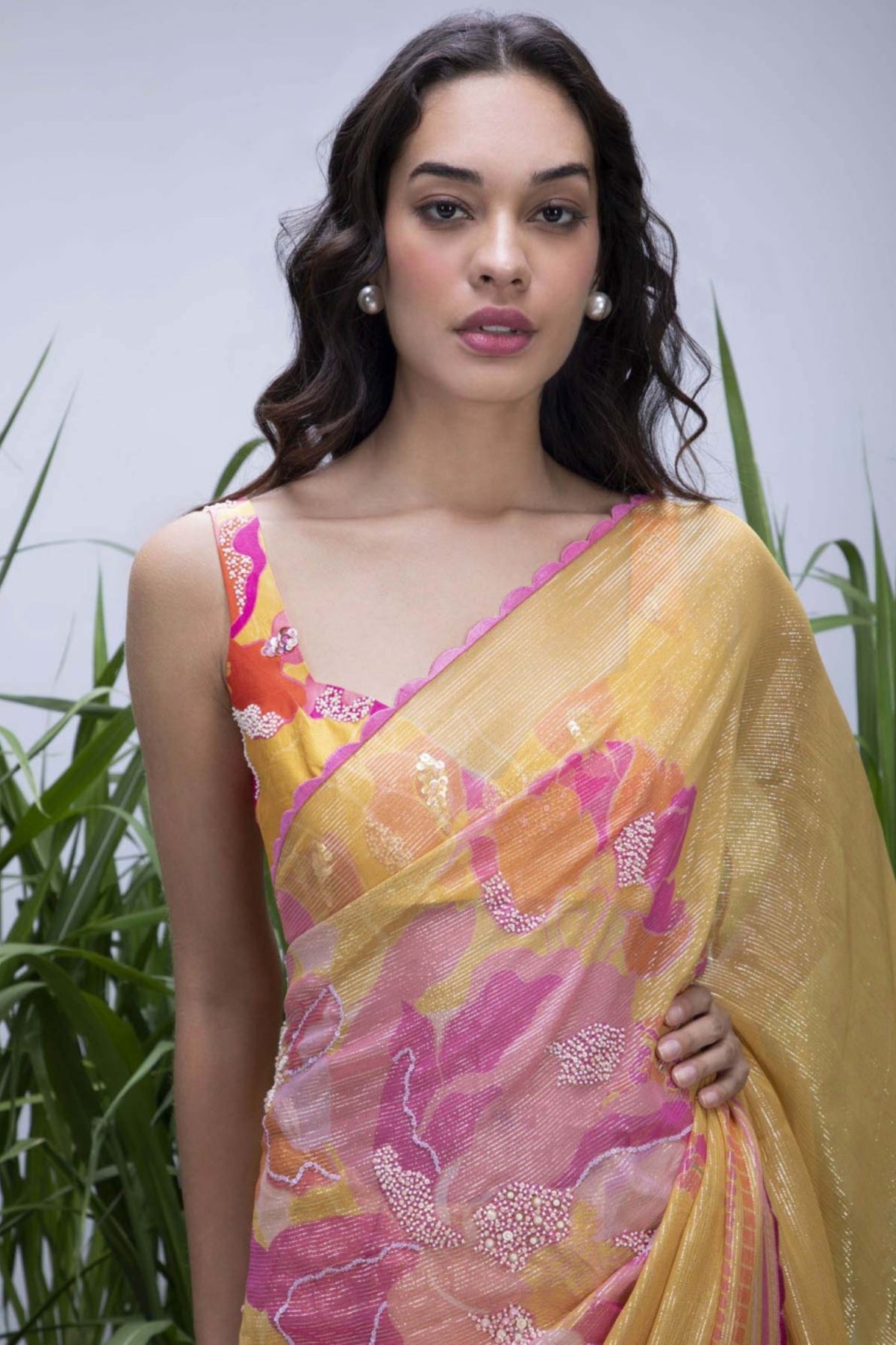 Wildflower Yellow Shimmer Saree