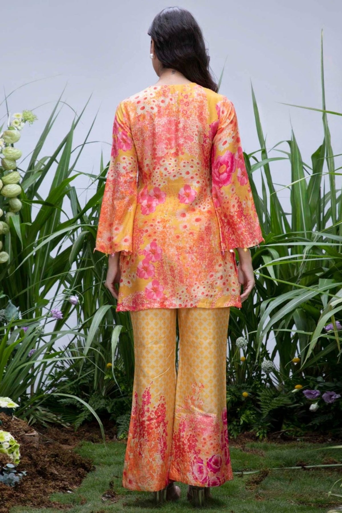Yellow Wildflower Yoke Zardozi Sharara Set